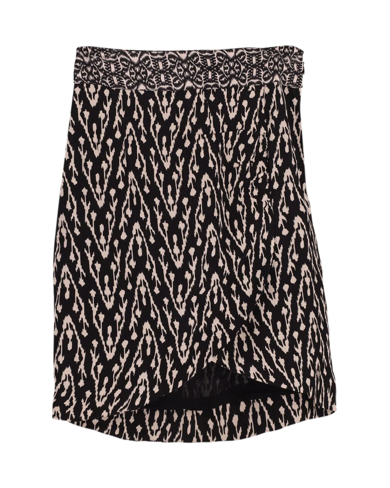 Ba&sh Iliade Wrap-Effect Printed Mini Skirt in Black Viscose