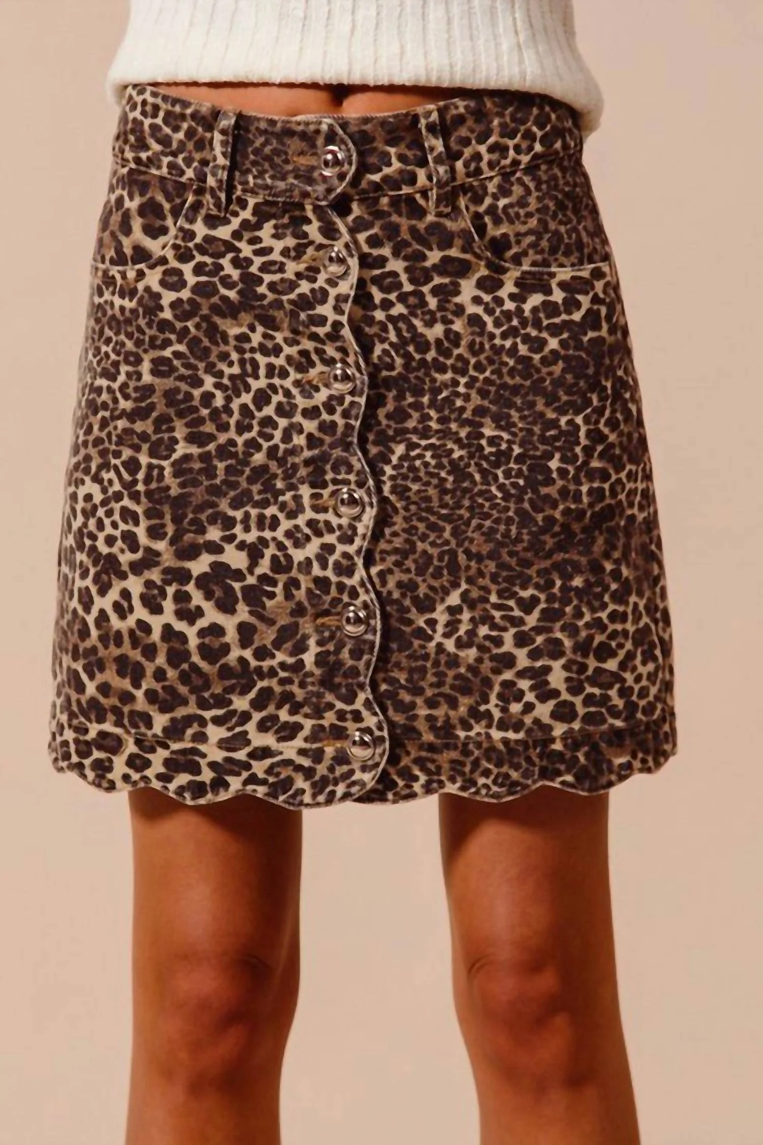 Linda Denim Skirt In Leopard
