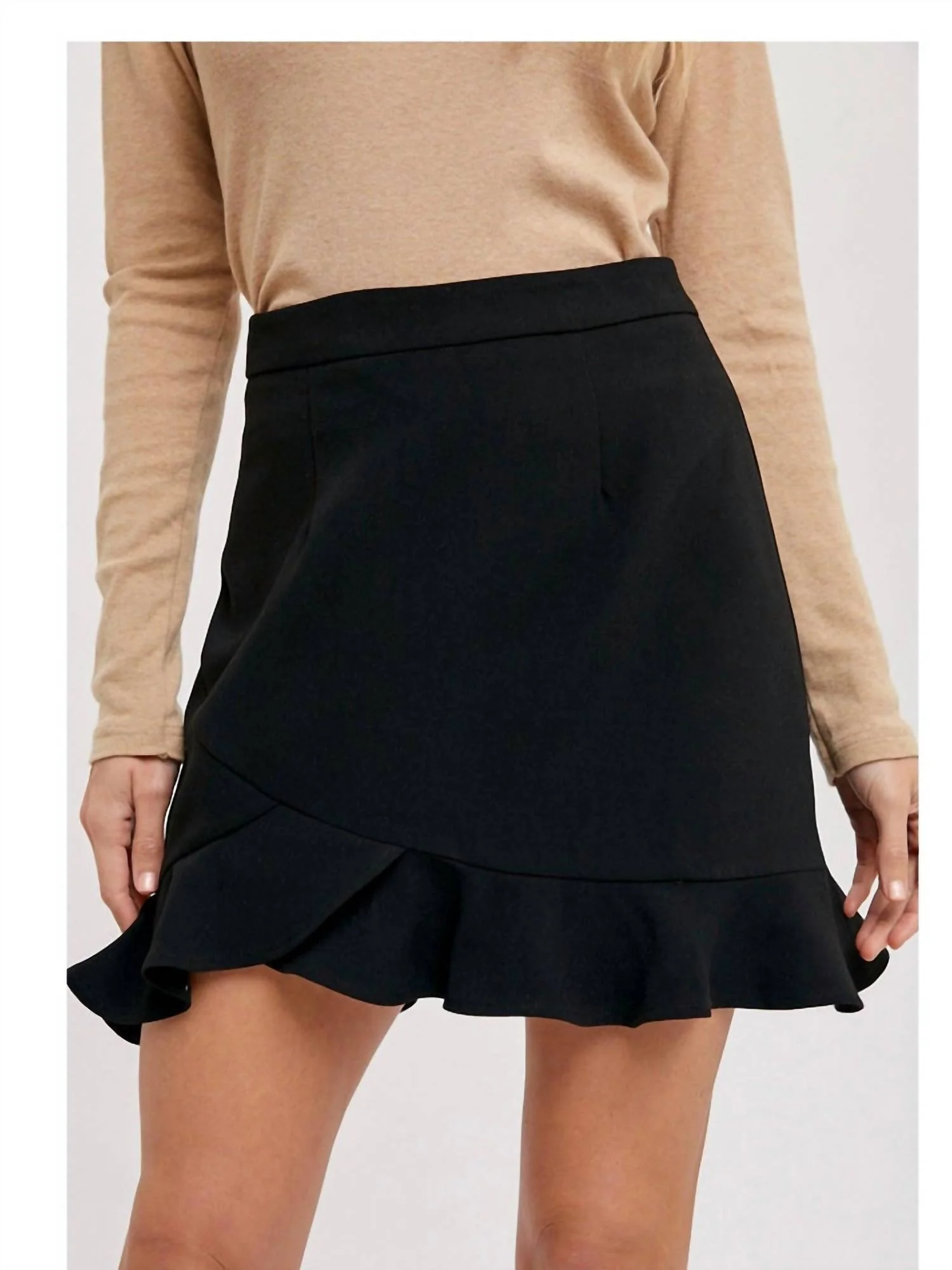 Lena Ruffle Hem Skirt In Black