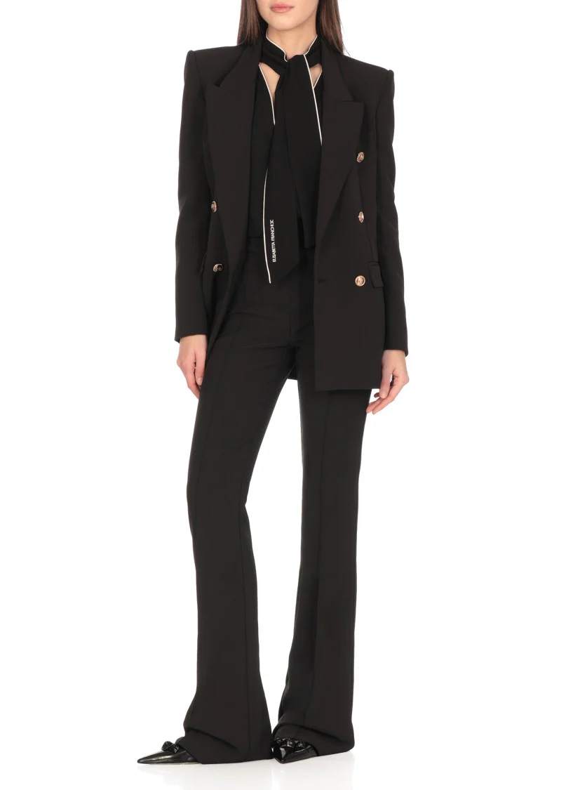 Black Crepe Double Breasted Blazer