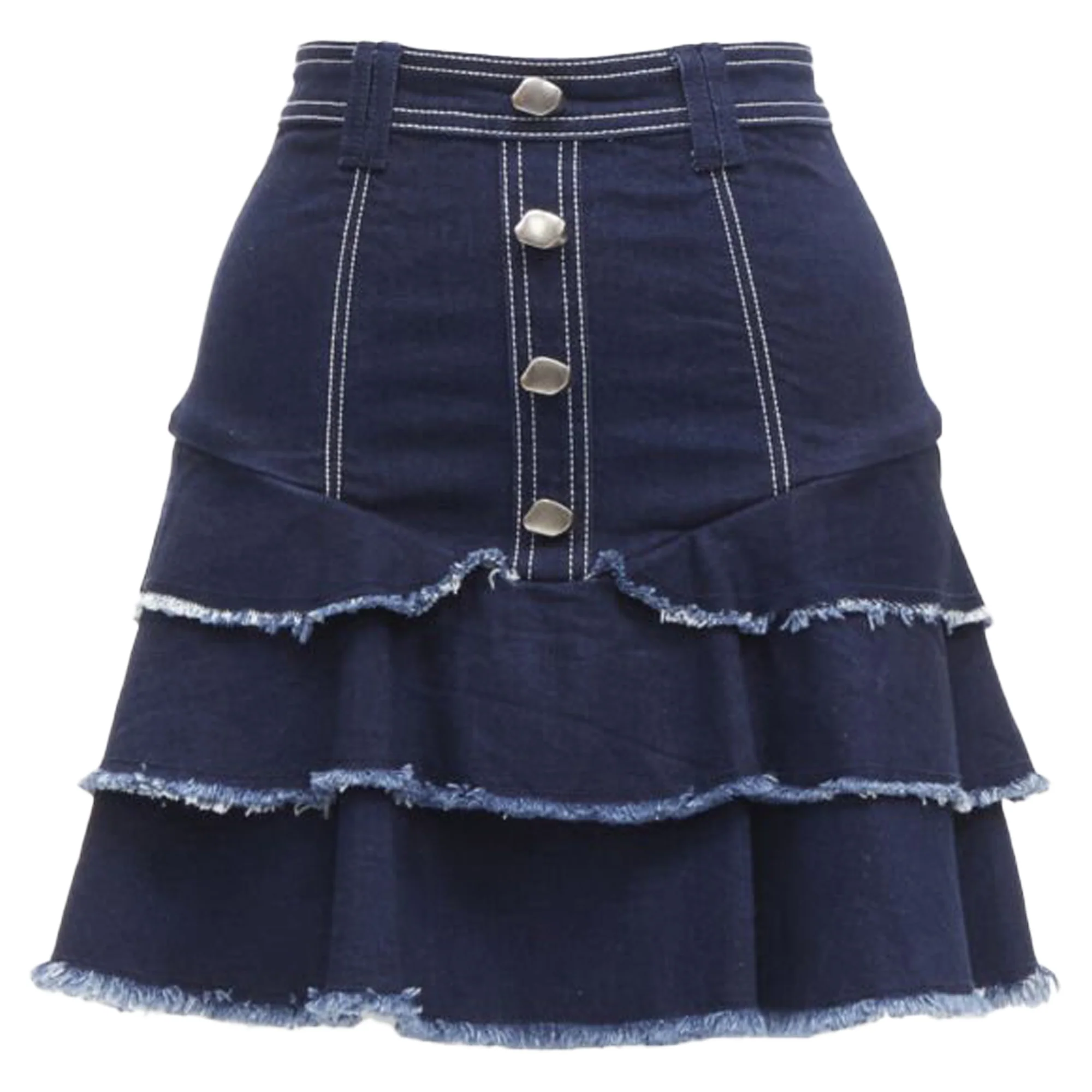 Aje hamme silver buttons ayed edge tie denim skirt