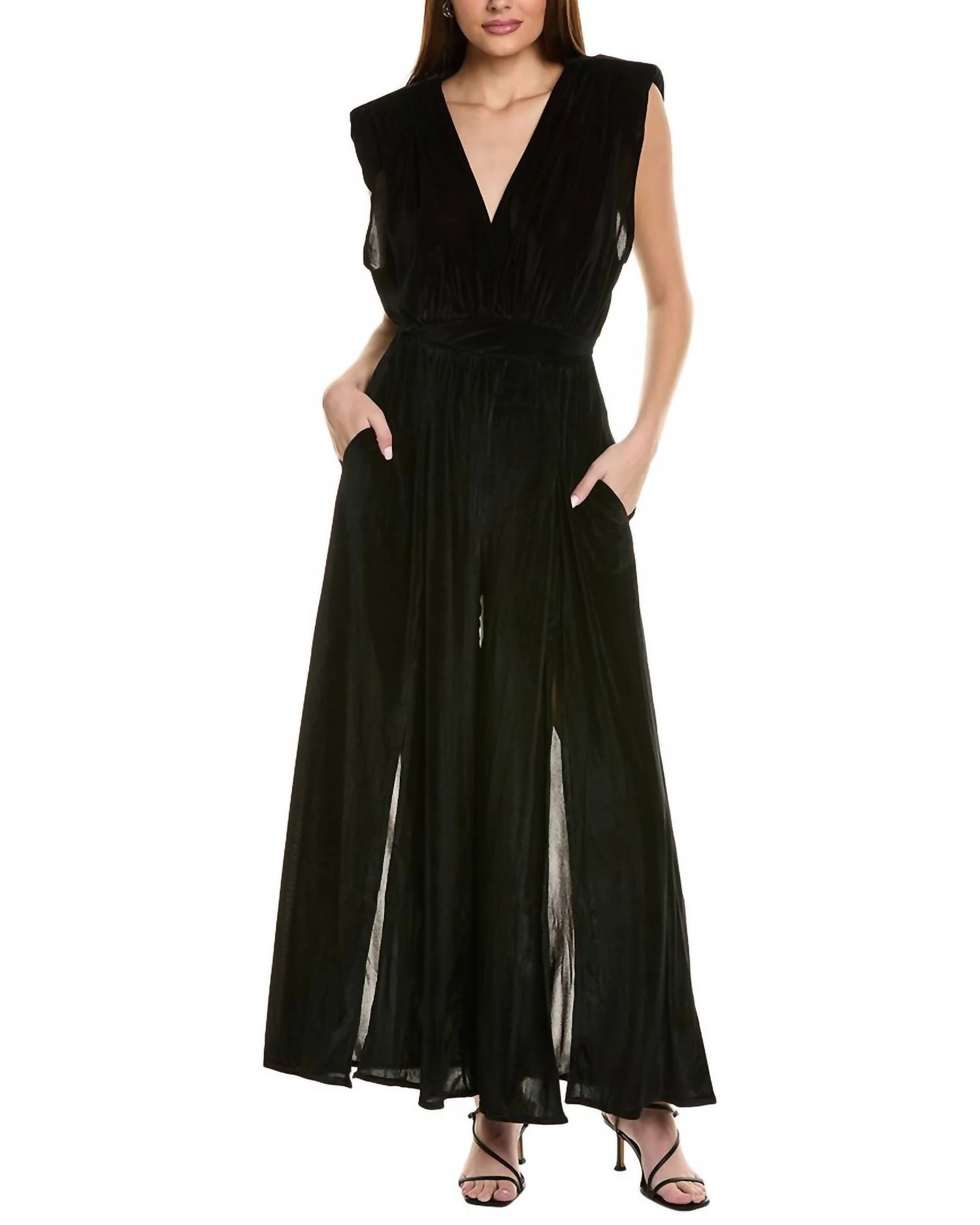 Velvet Top And Pant Set In Black