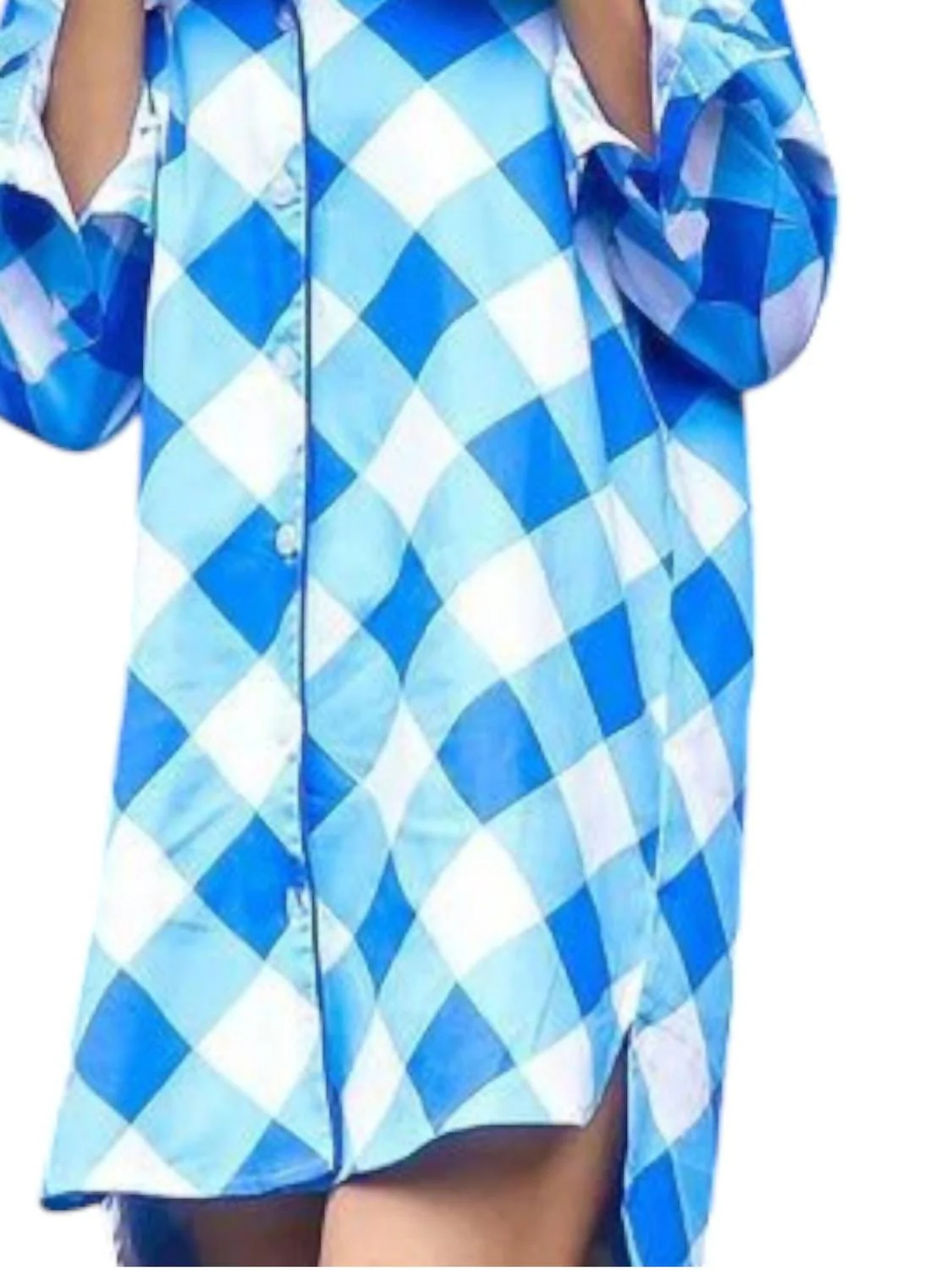 Sateen Sleep Shirt In Buffalo Blue Check