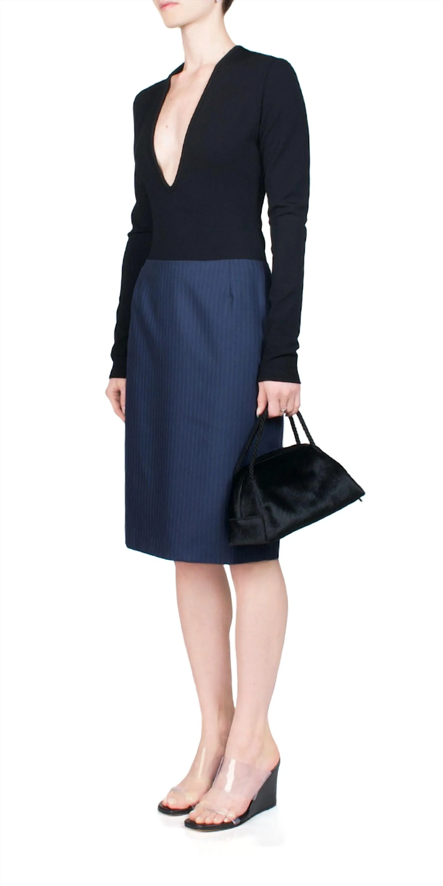 Pencil Cut Density Skirt In Royal Blue