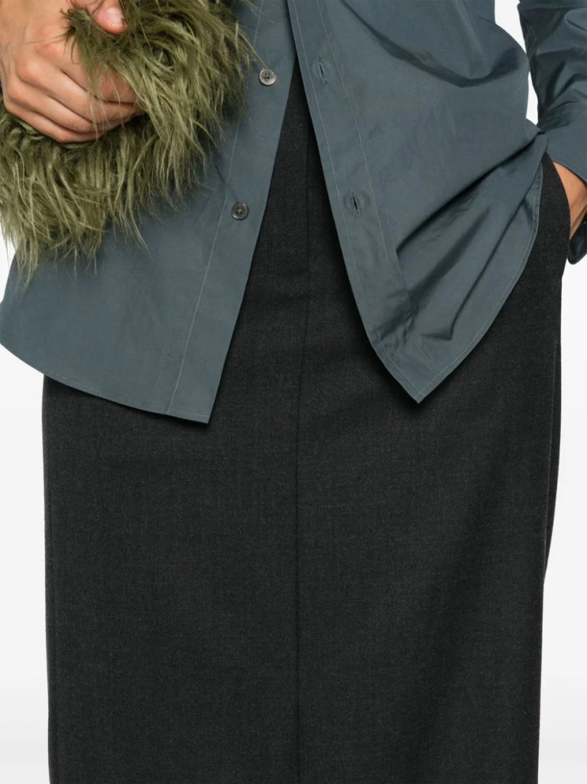 Charcoal Grey Wool Blend Skirt