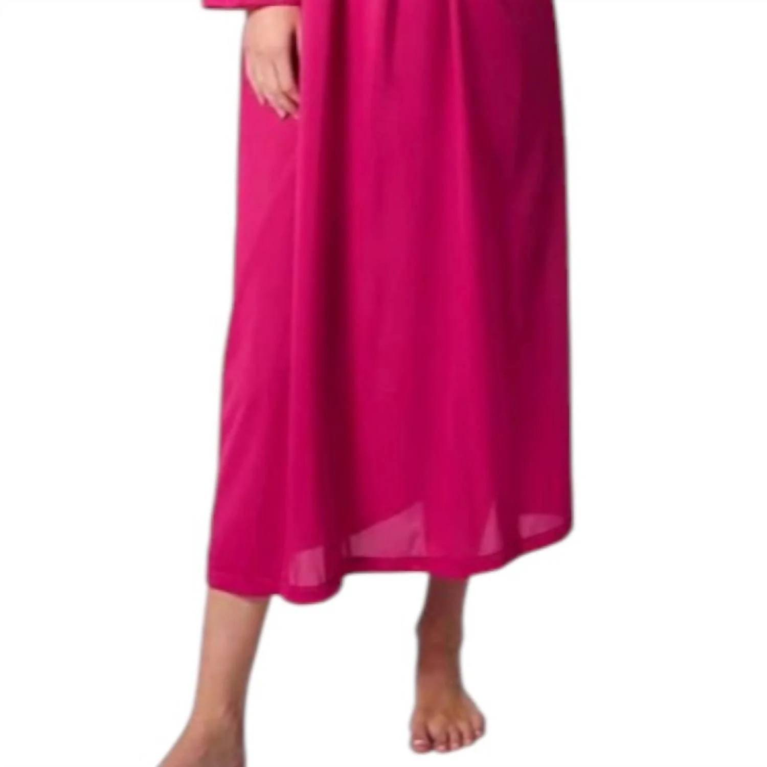 Petals 53 Inch Long Sleeve Gown In Raspberry