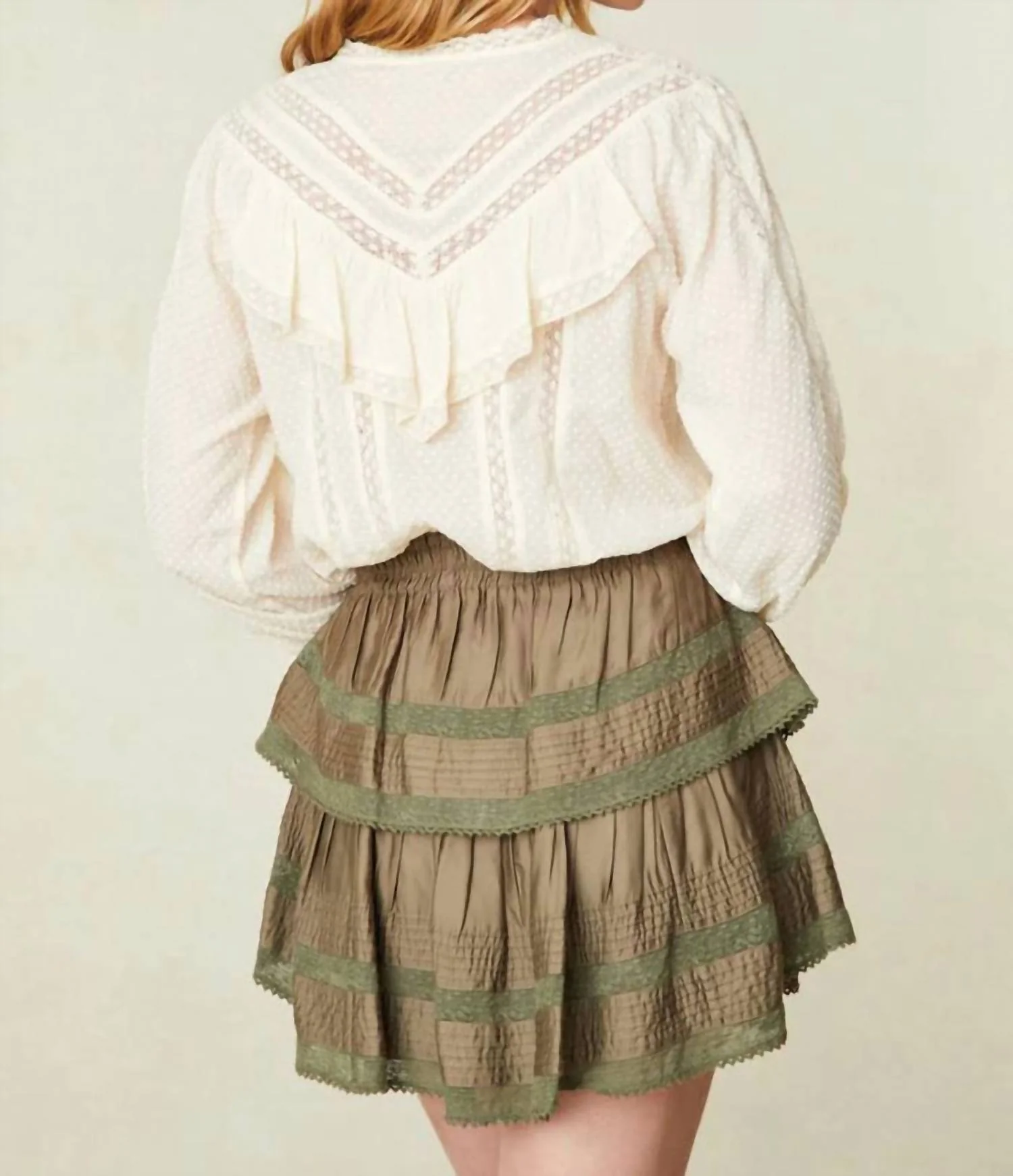 Ruffles Mini Skirt In Forest