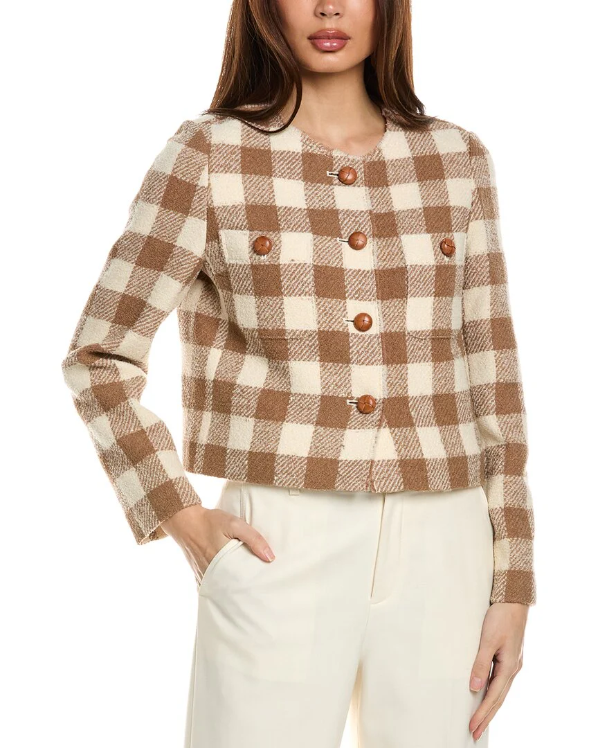 Lafayette 148 New York Wool-Blend Collarless Patch Pocket Jacket