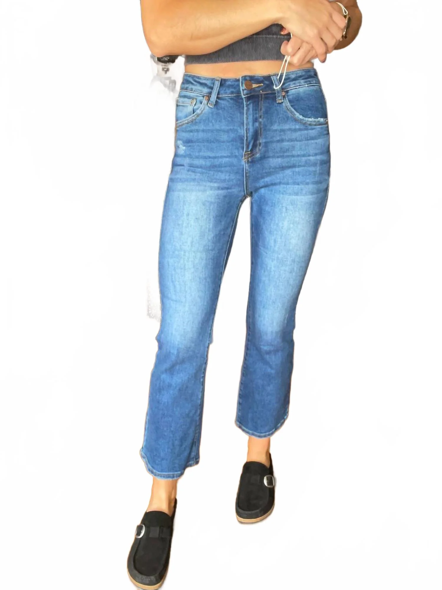 Persephone Ankle Flare Denim Jeans In Blue