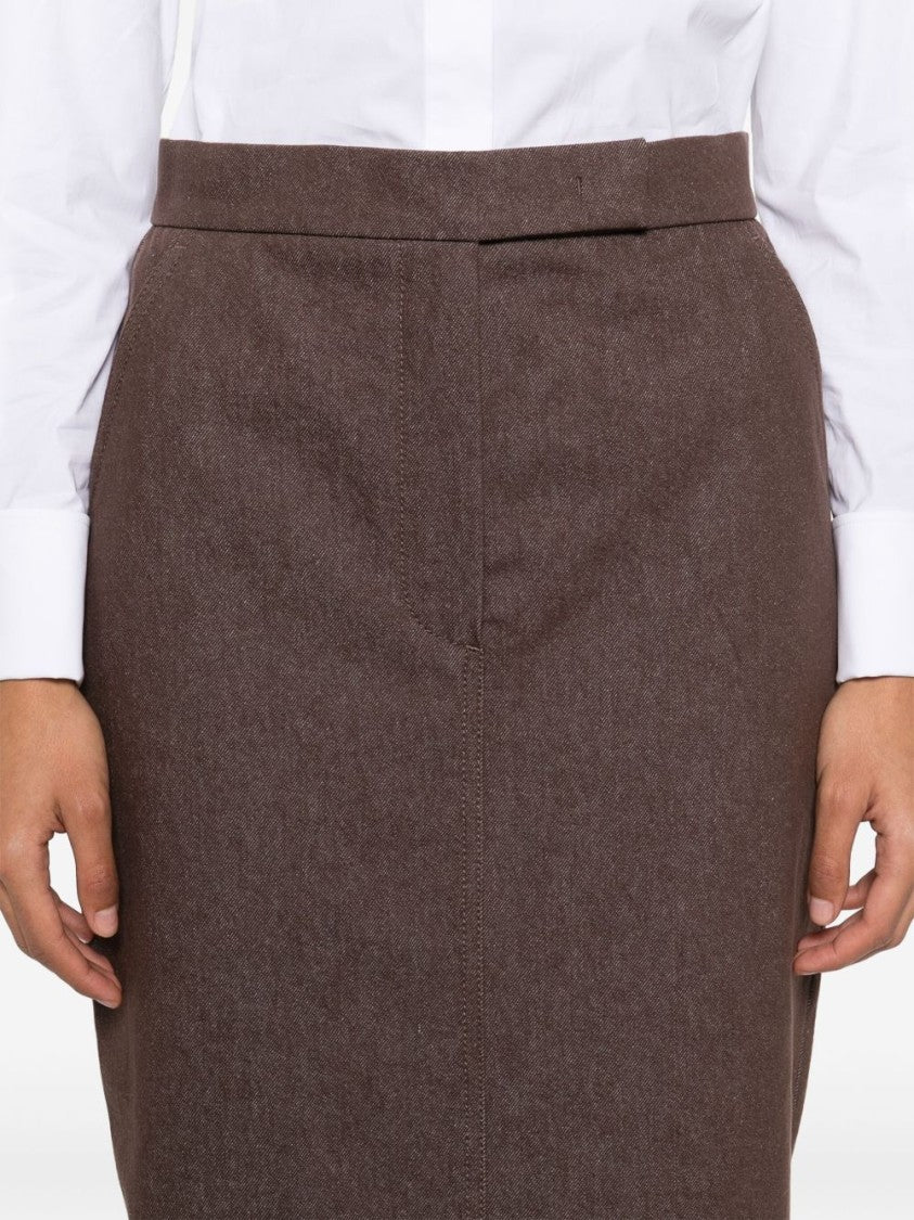 High-Waisted Brown Tailored Maxi Skirt