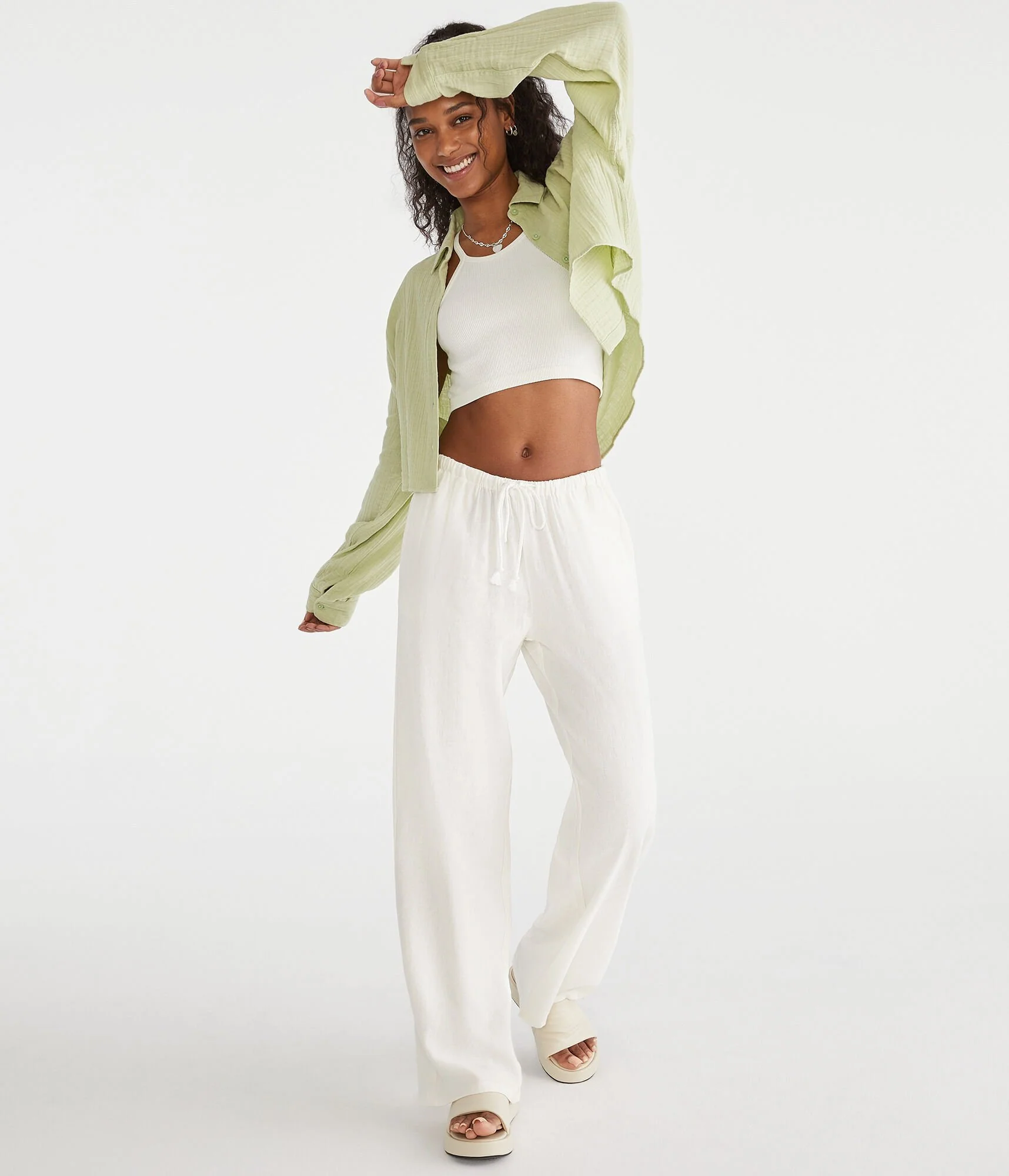 Aeropostale Linen Drawstring Pants