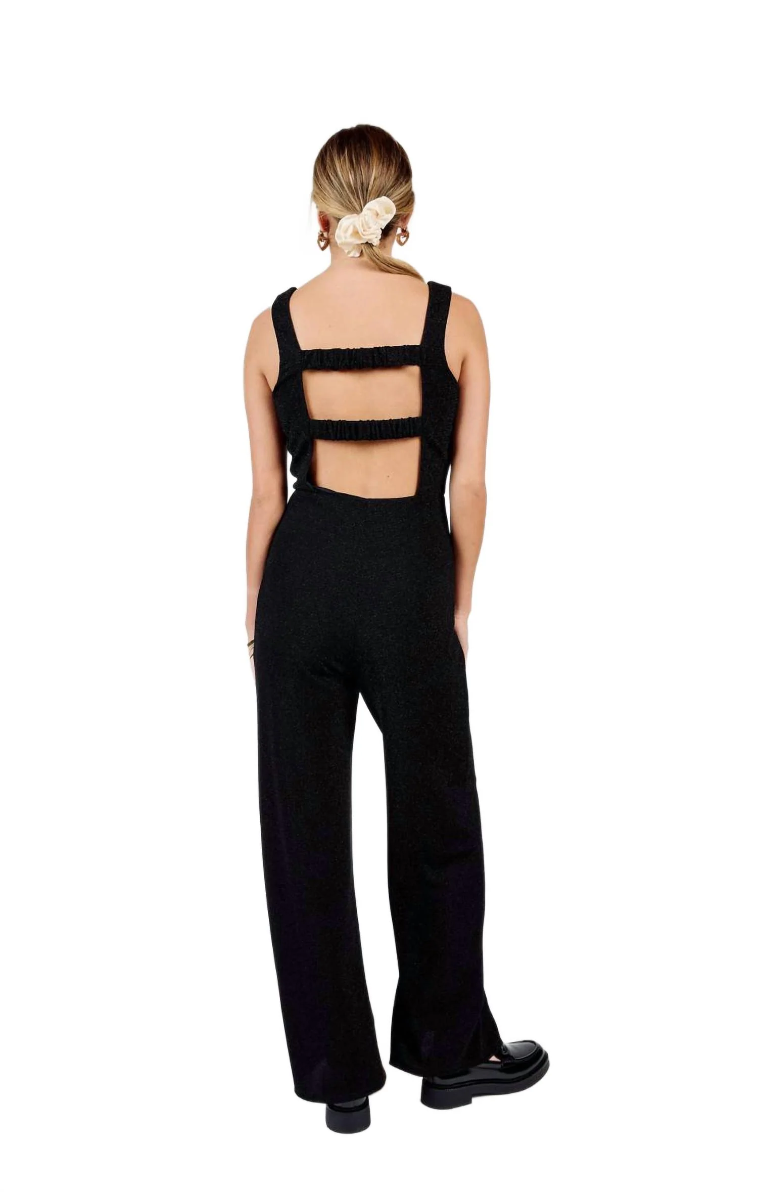Guiding Light Lurex Jumpsuit In Black