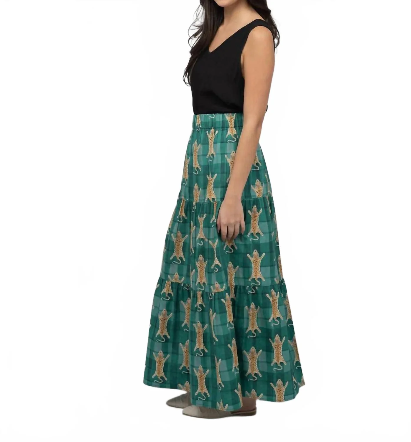Abby Skirt In Green Cheetah