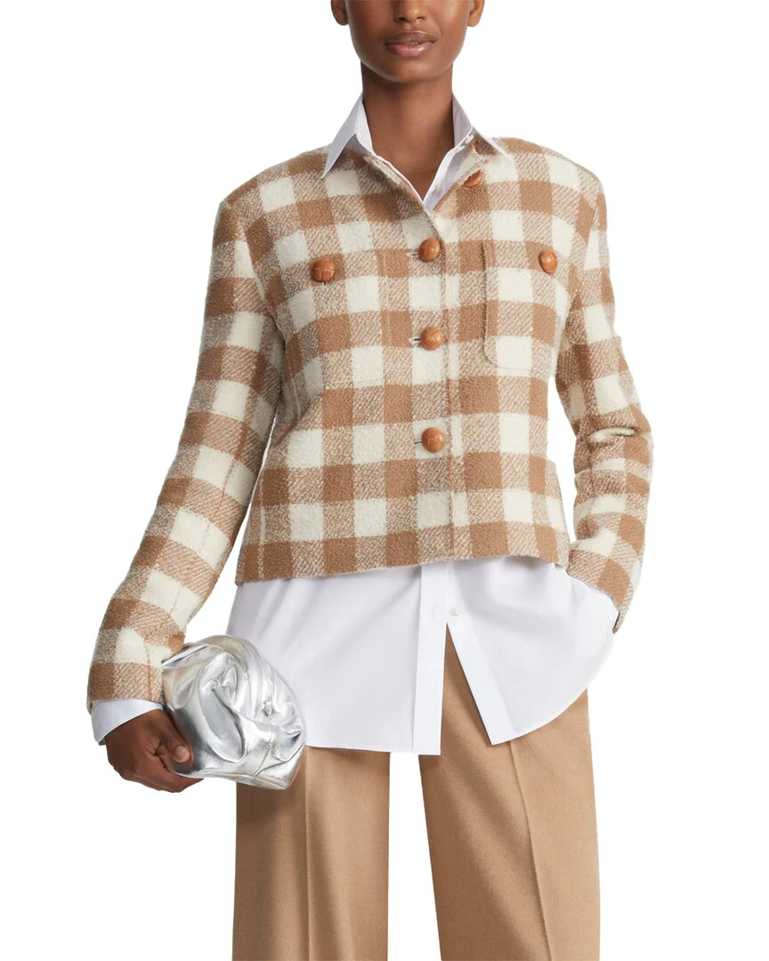 Lafayette 148 New York Collarless Patch Pocket Wool-Blend Jacket