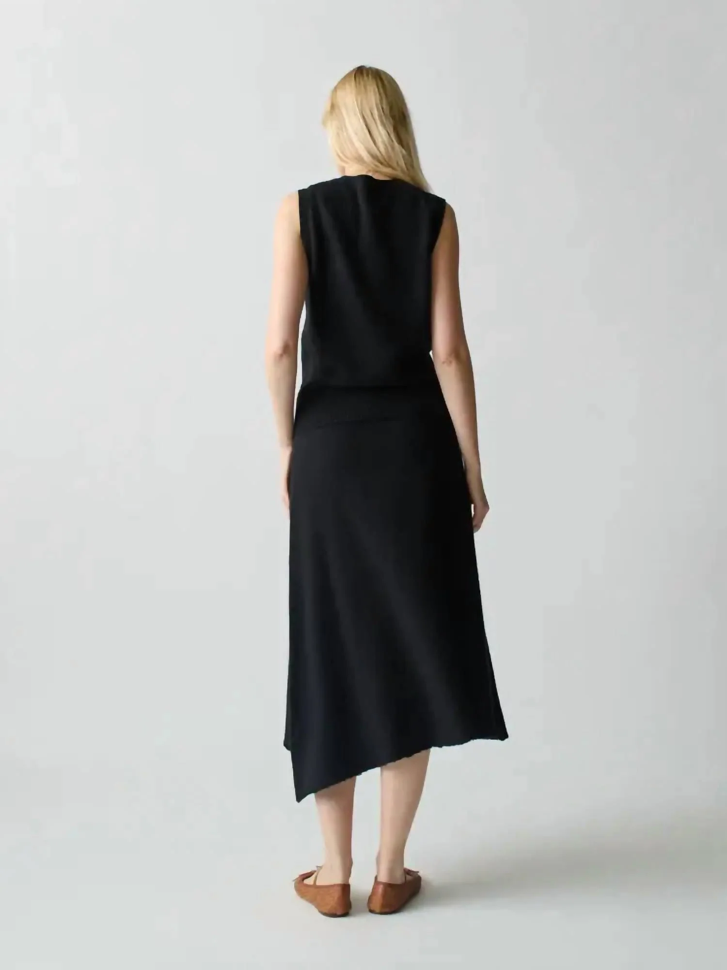 Brushed Wool A-Line Skirt In Black