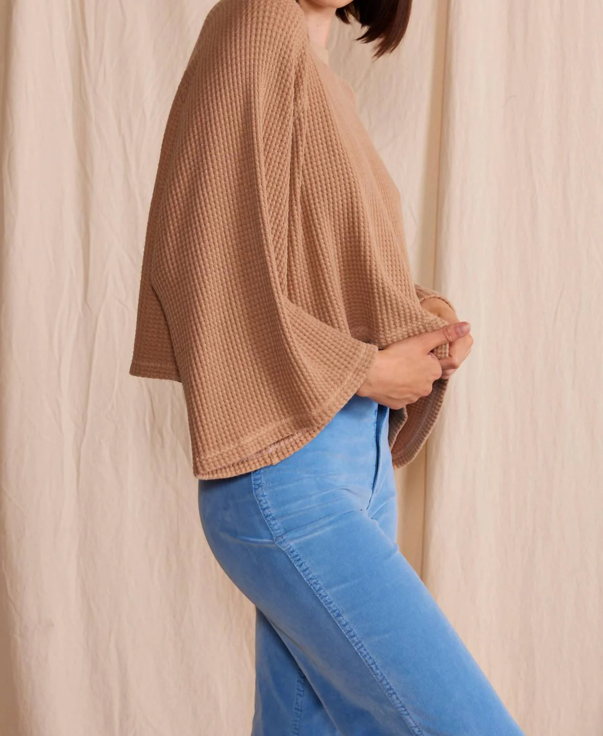 Lotus Waffle Top In Camel