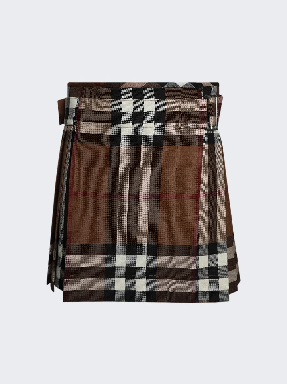 Check Wool Pleated Skirt