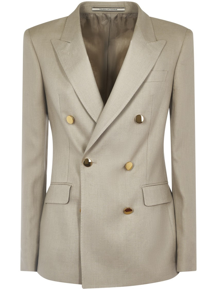 Tailored Double-Breasted Jacket With Gold Buttons