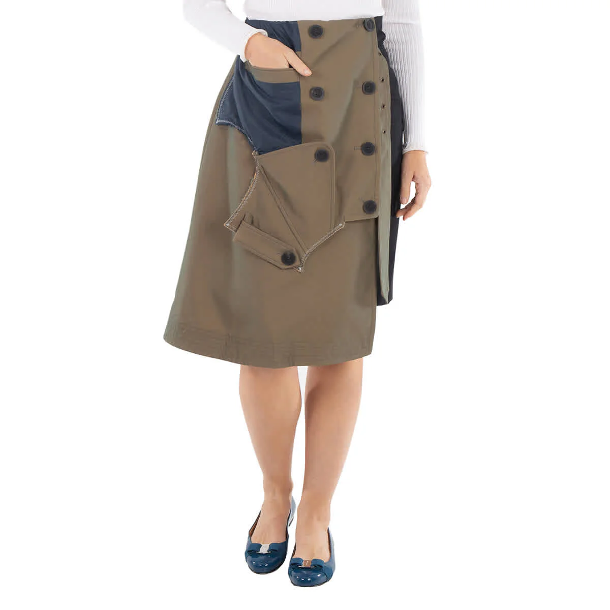 Kolor Ladies Trench Detail Patchwork Skirt
