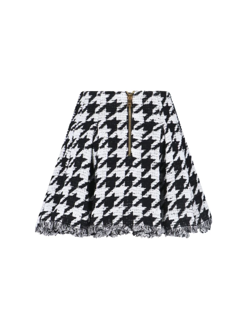 Houndstooth Mini Skirt Black