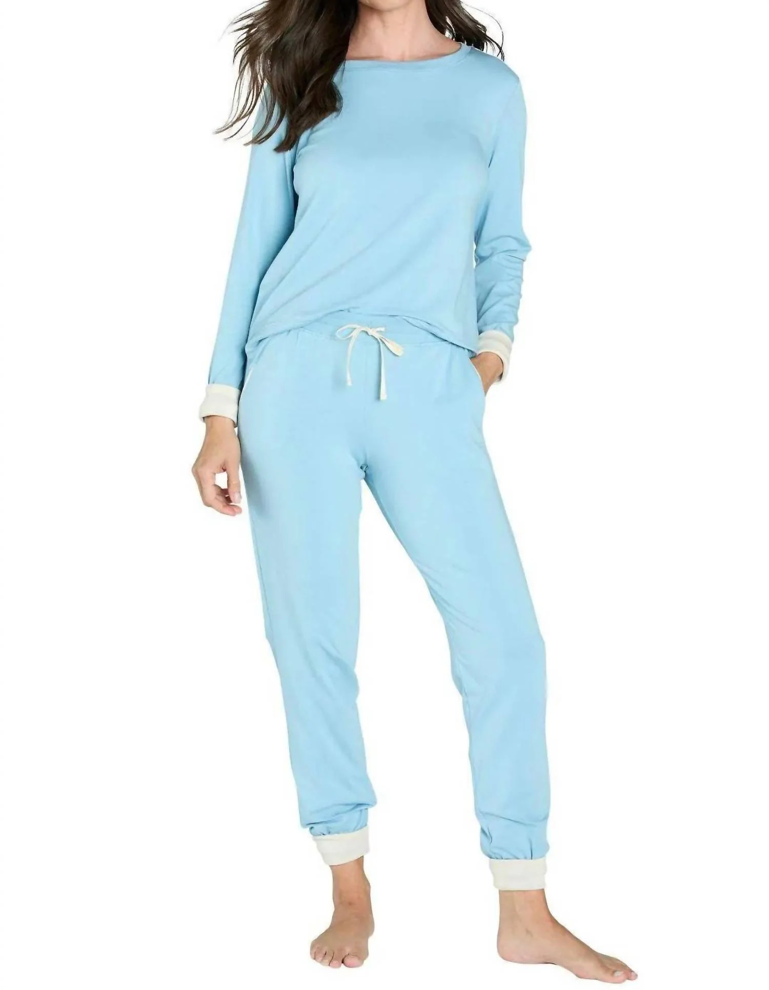 Calypso Long Sleeve Loungewear Set In Sky Blue