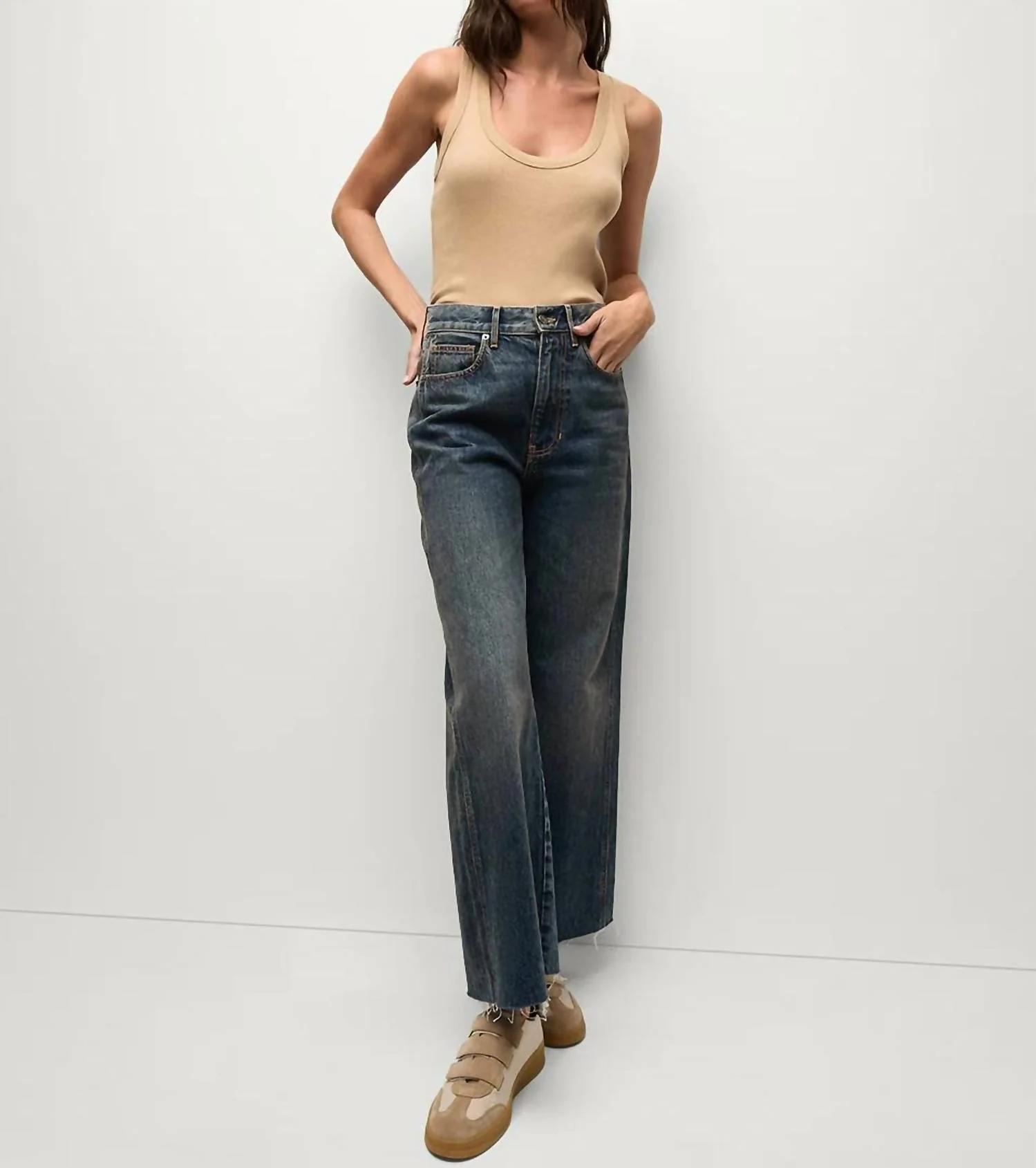 Taylor Cropped Wide-Leg Jean In Dark Blue