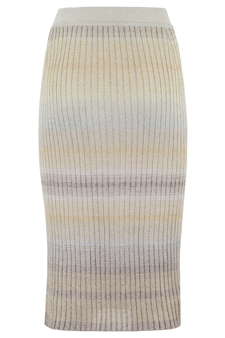 Ankle-Length Skirt With Ribbed Texture