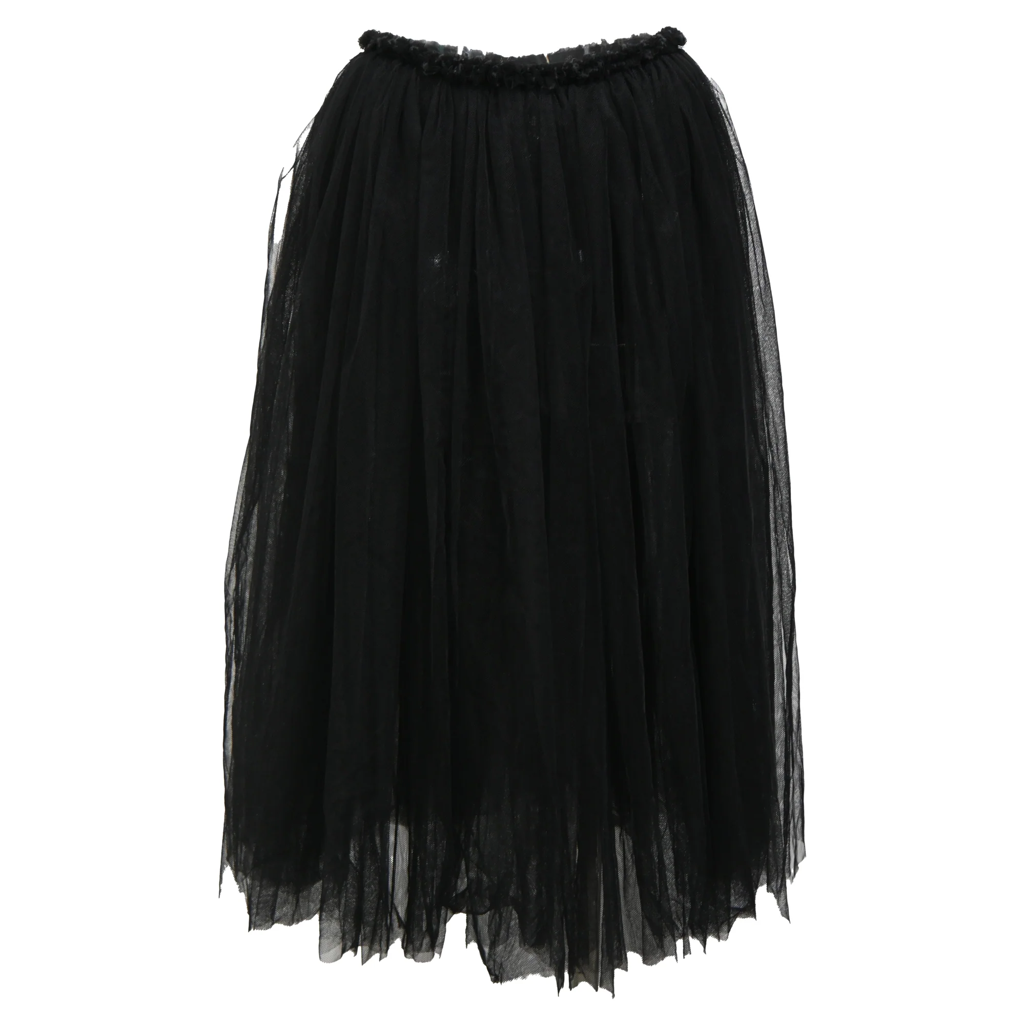 Black Comme Des Garçons Tulle Midi Skirt in Black Polyester