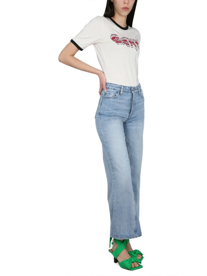 Wide-Leg High-Waist Jeans In Classic Light Blue Denim
