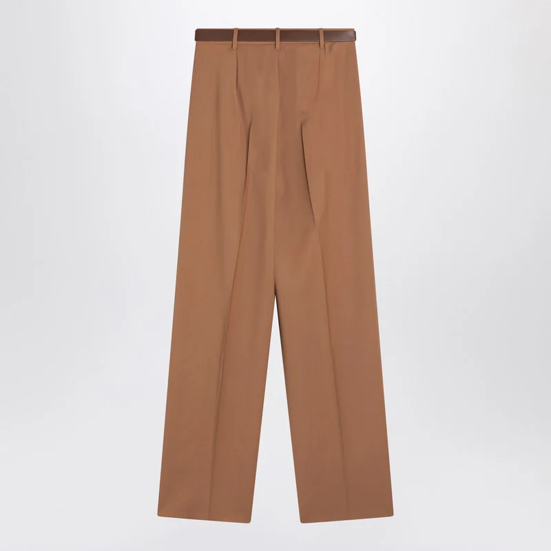 Max Mara Studio Women's Hazelnut Wool Canvas Trousers