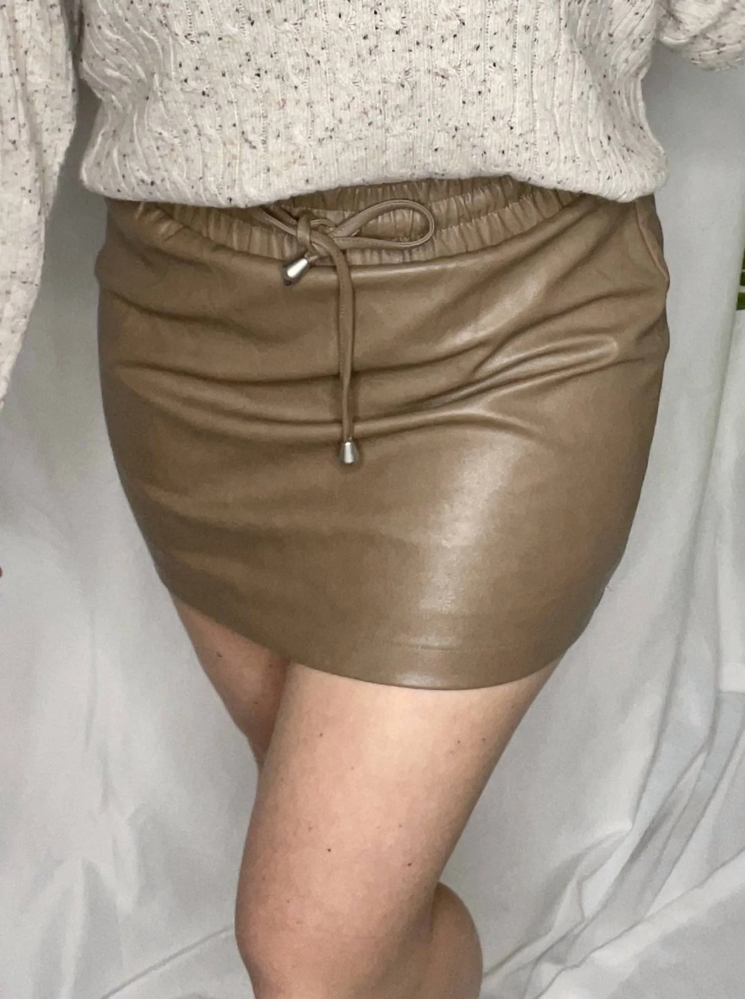 Mandy Pleather Skirt In Brown