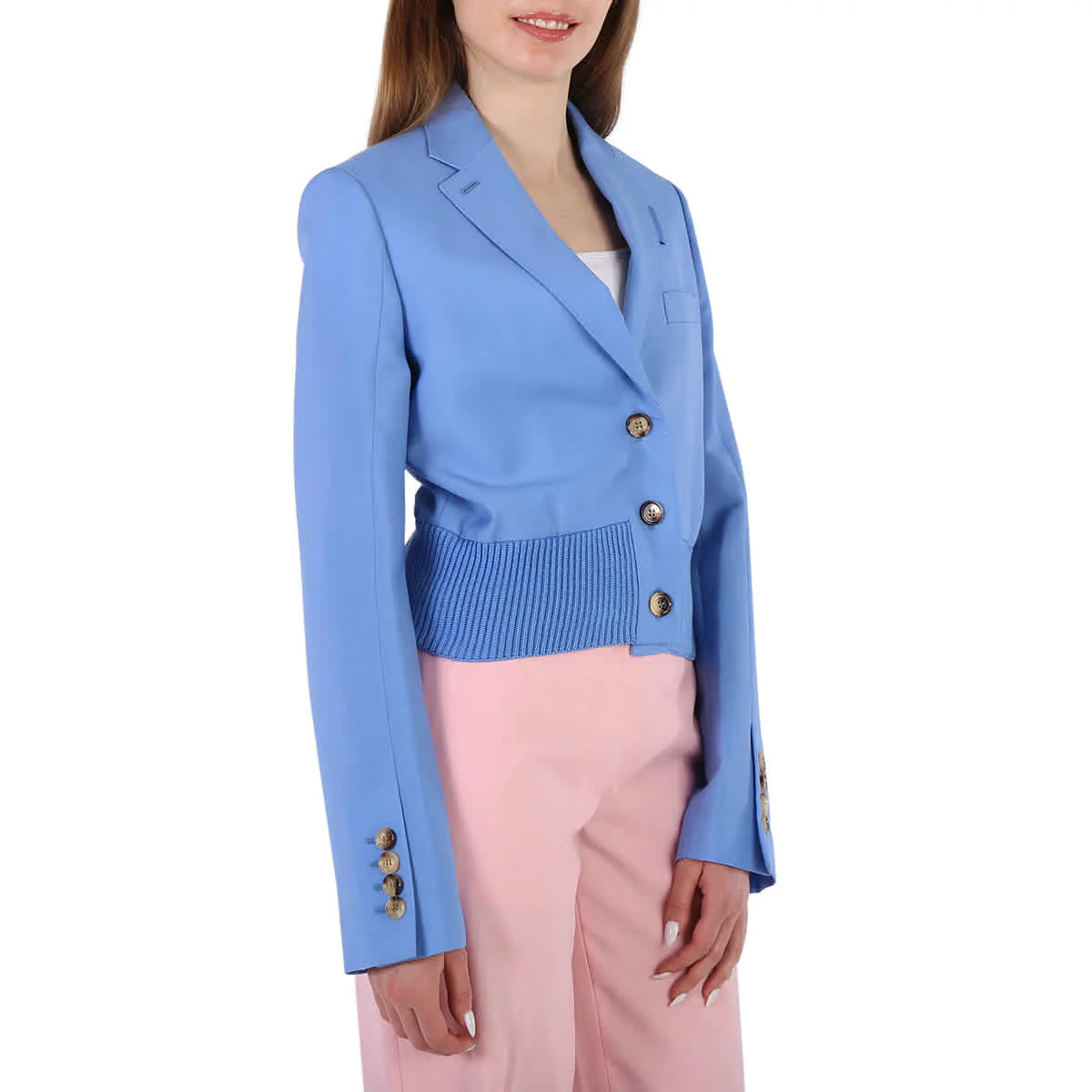 Burberry Ladies Vivid Cobalt Mohair-Wool Tailored Blazer Jacket