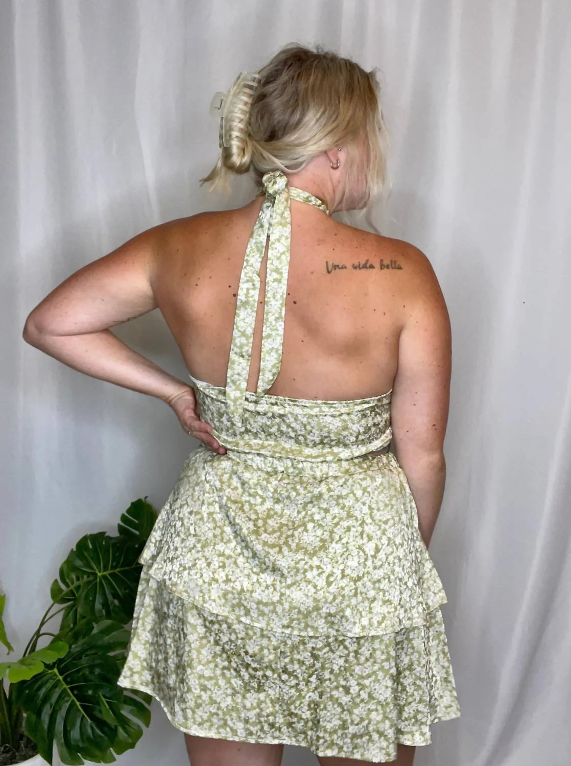 Tropical Babe Floral Skirt Set In Sage