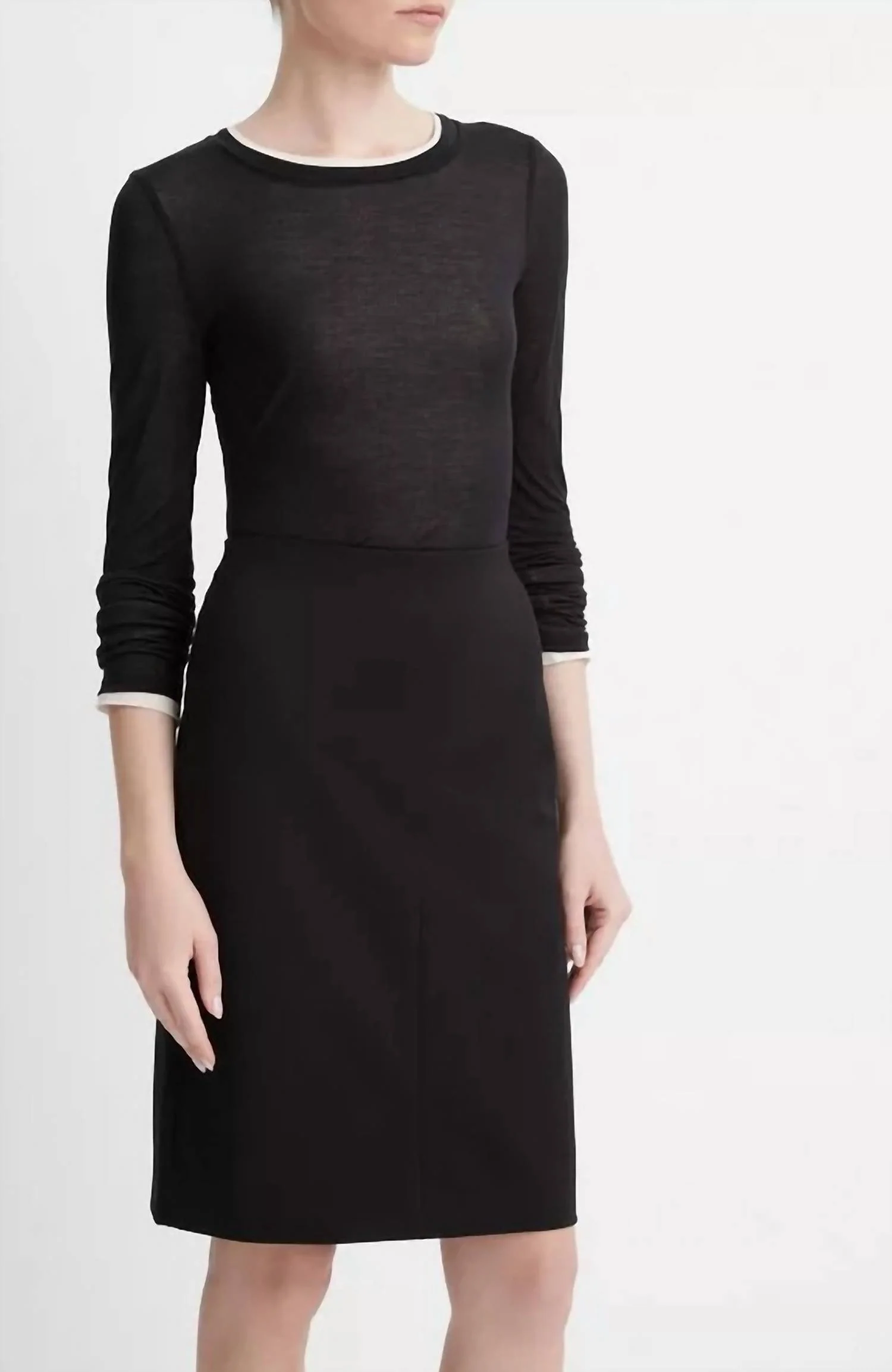 Seamed-Front Pencil Skirt In Black