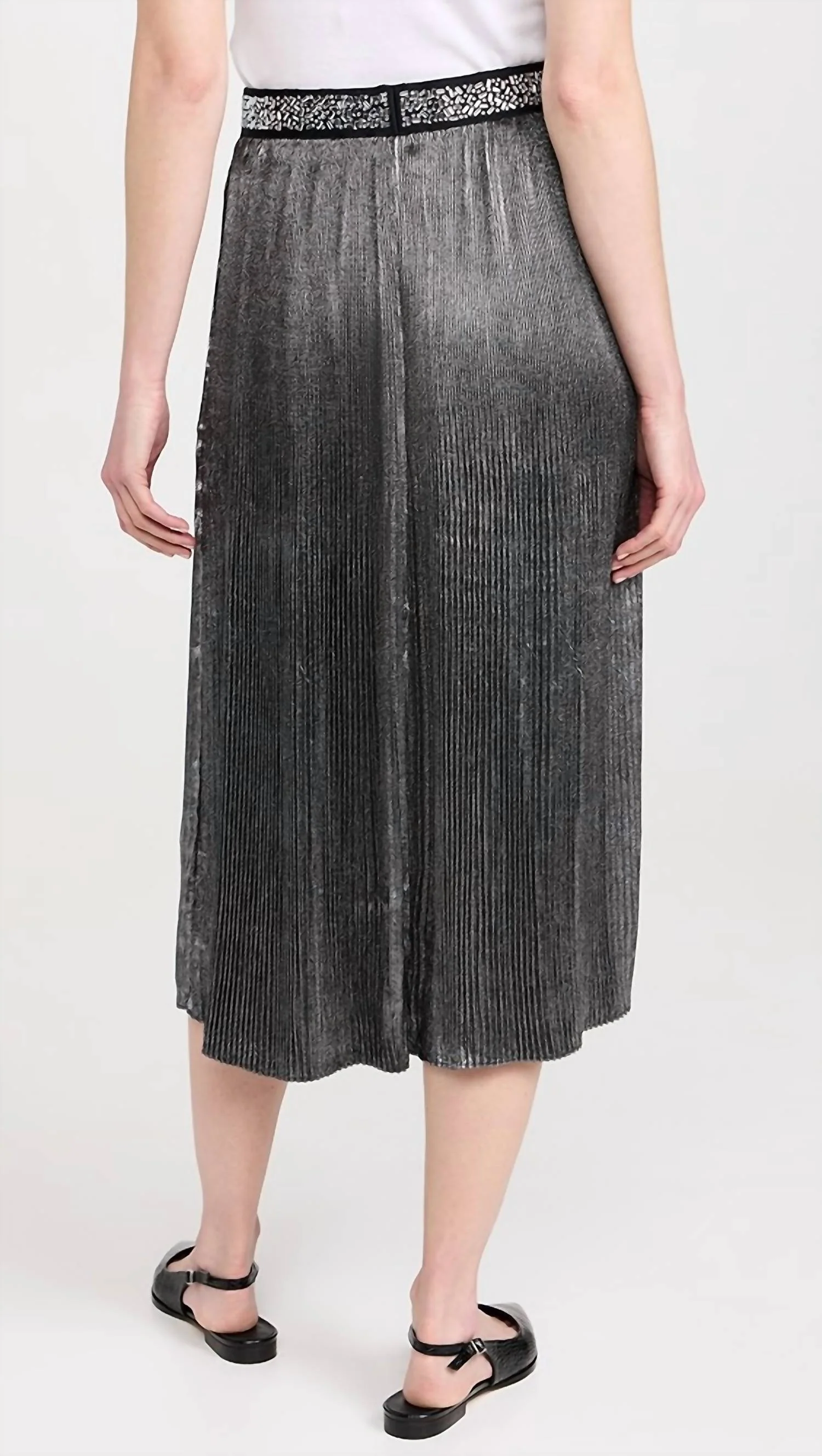 Foil Pleased Midi Skirt In Silver Floral