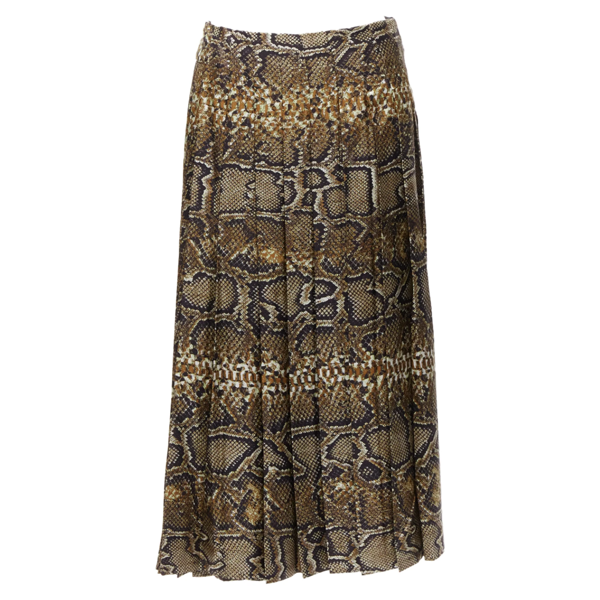 Victoria Beckham silk animal print pleated midi skirt