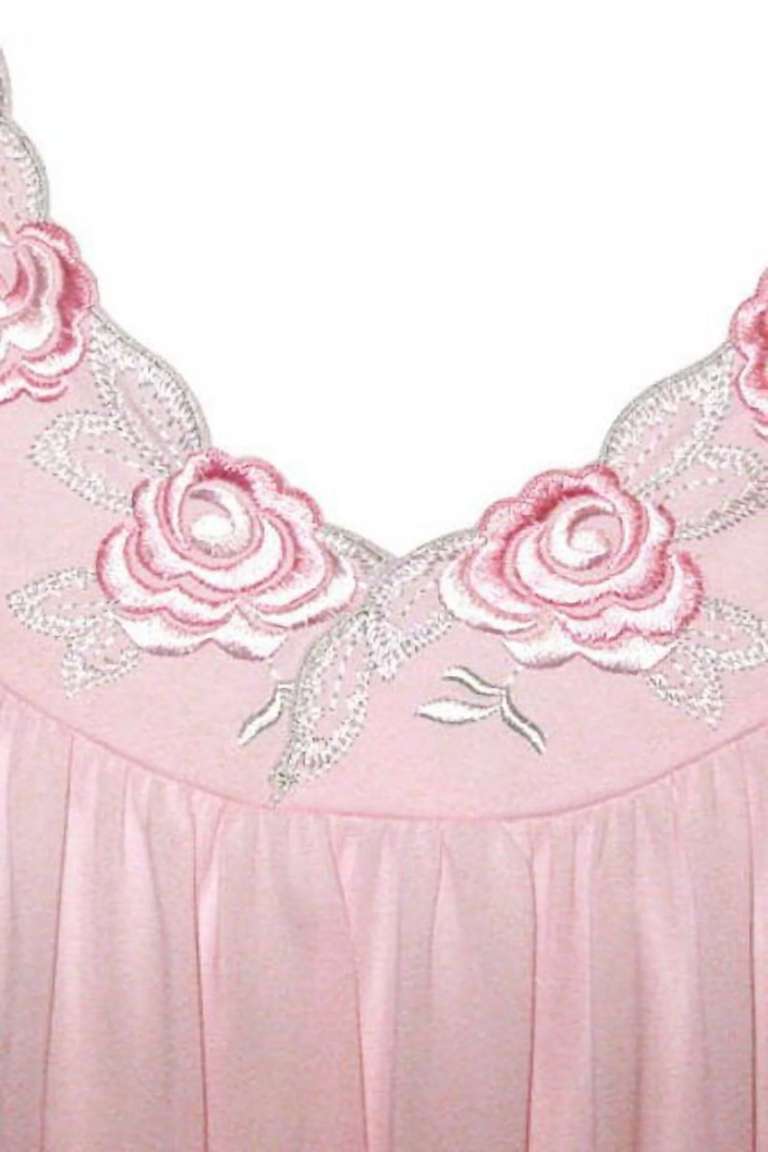 Short Gown With Flower Petal Embroidery And Flutter Sleeves In Pink