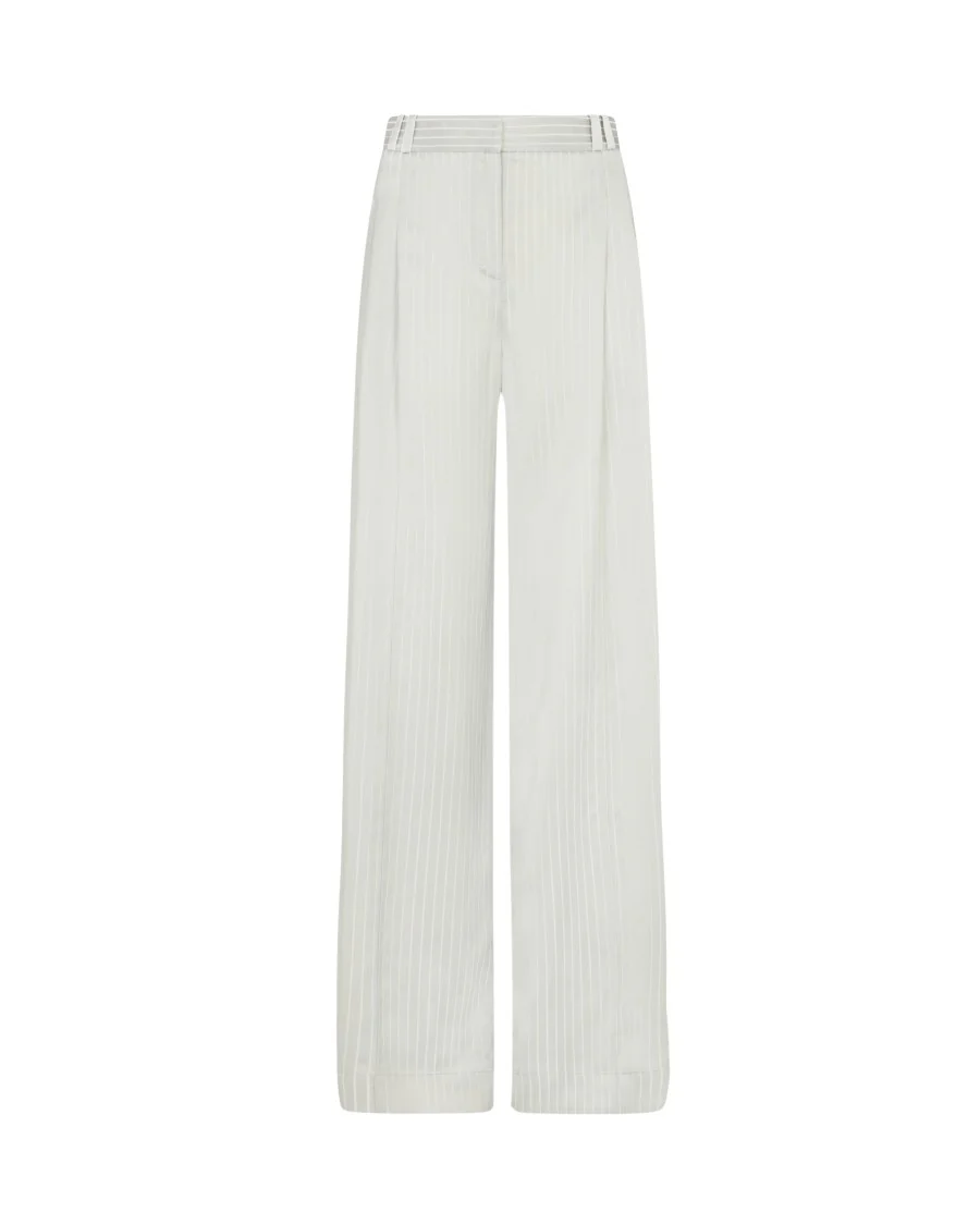 Satin Stripe Serena Trouser - Silver