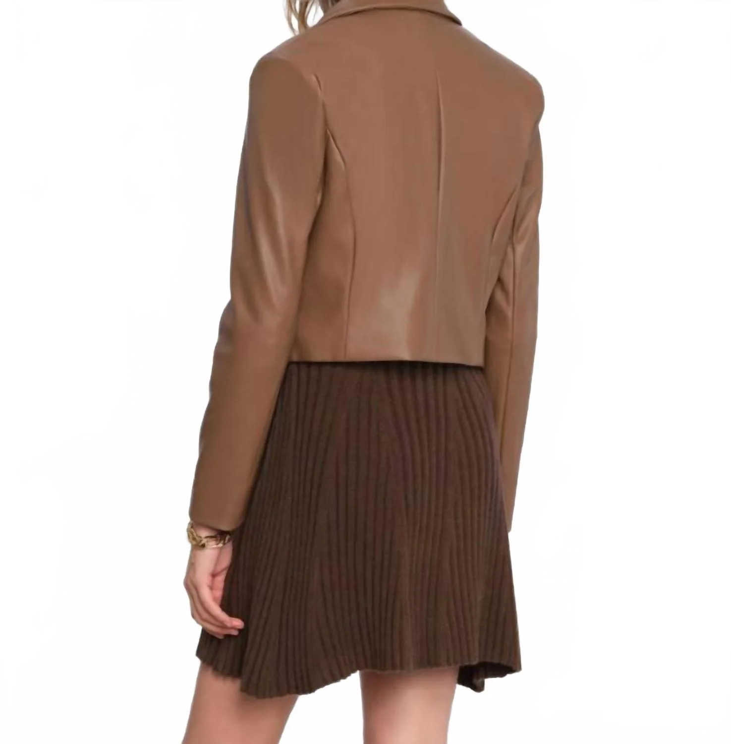 Kamara Faux Leather Blazer In Brown