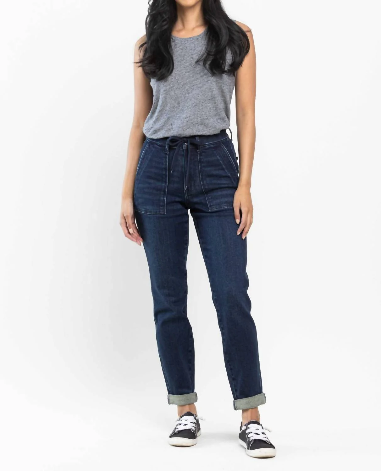 Double Cuff Jogger In Dark Wash