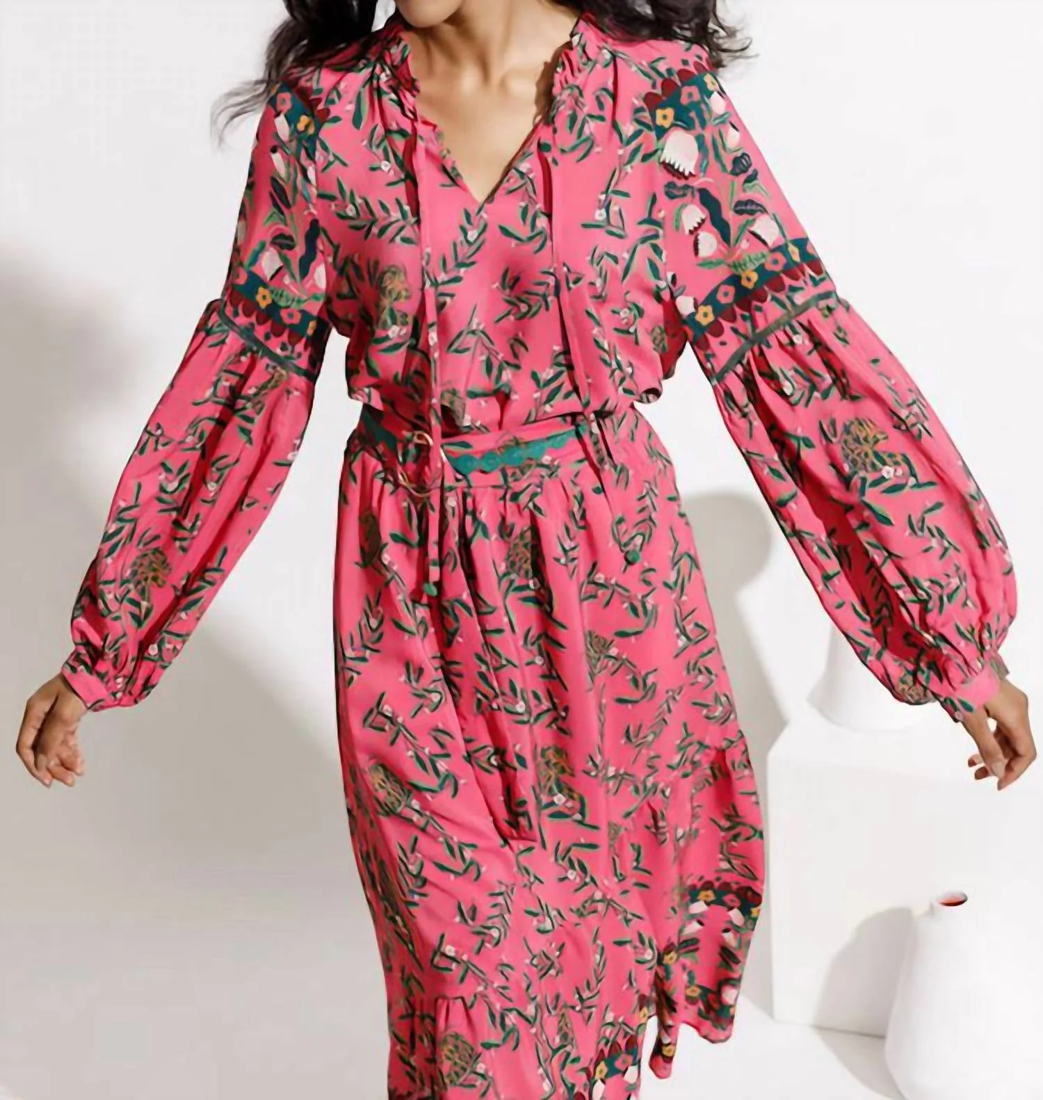 Carolina Pink Floral Print Skirt In Pink Multi