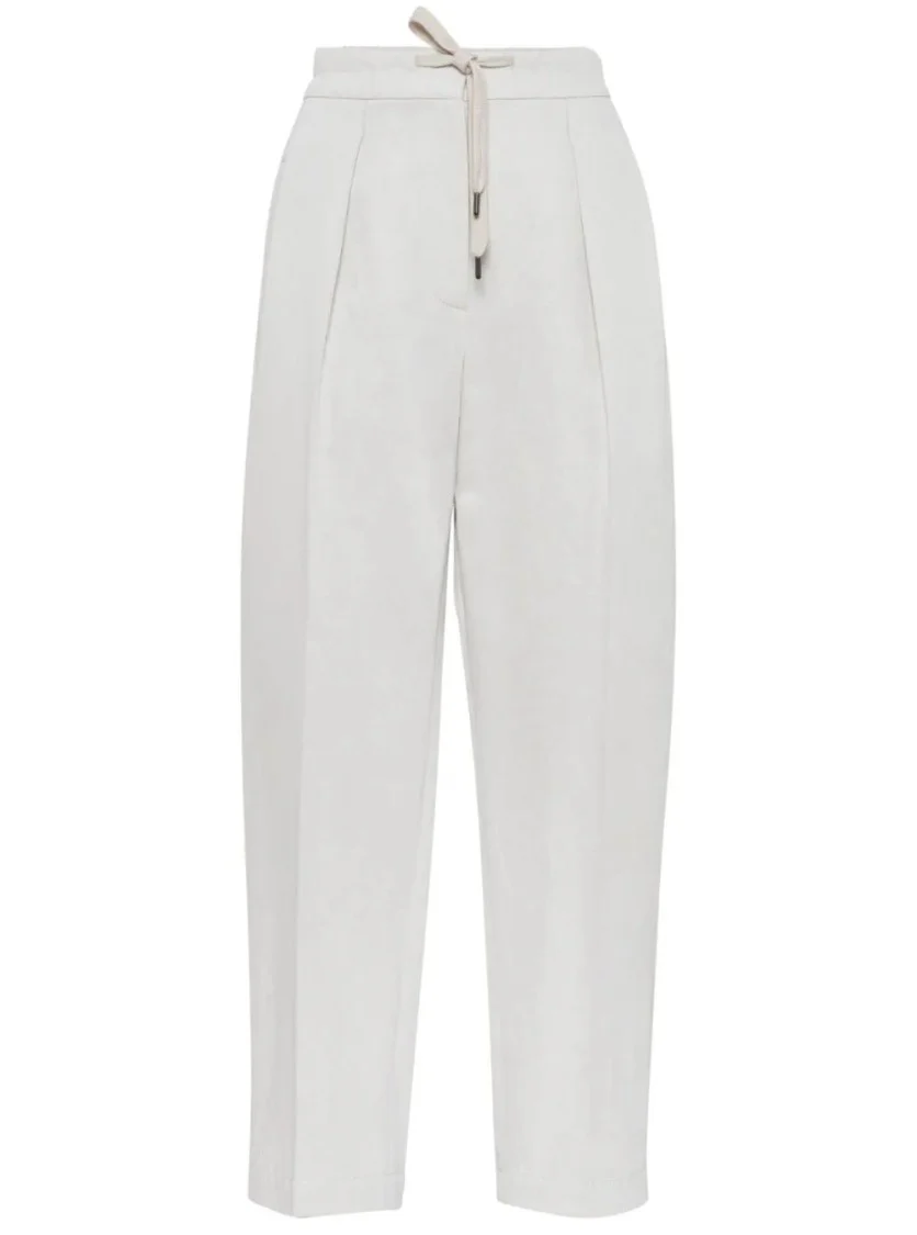 Relaxed-Fit Trousers With High Waist And Drawstring Closure