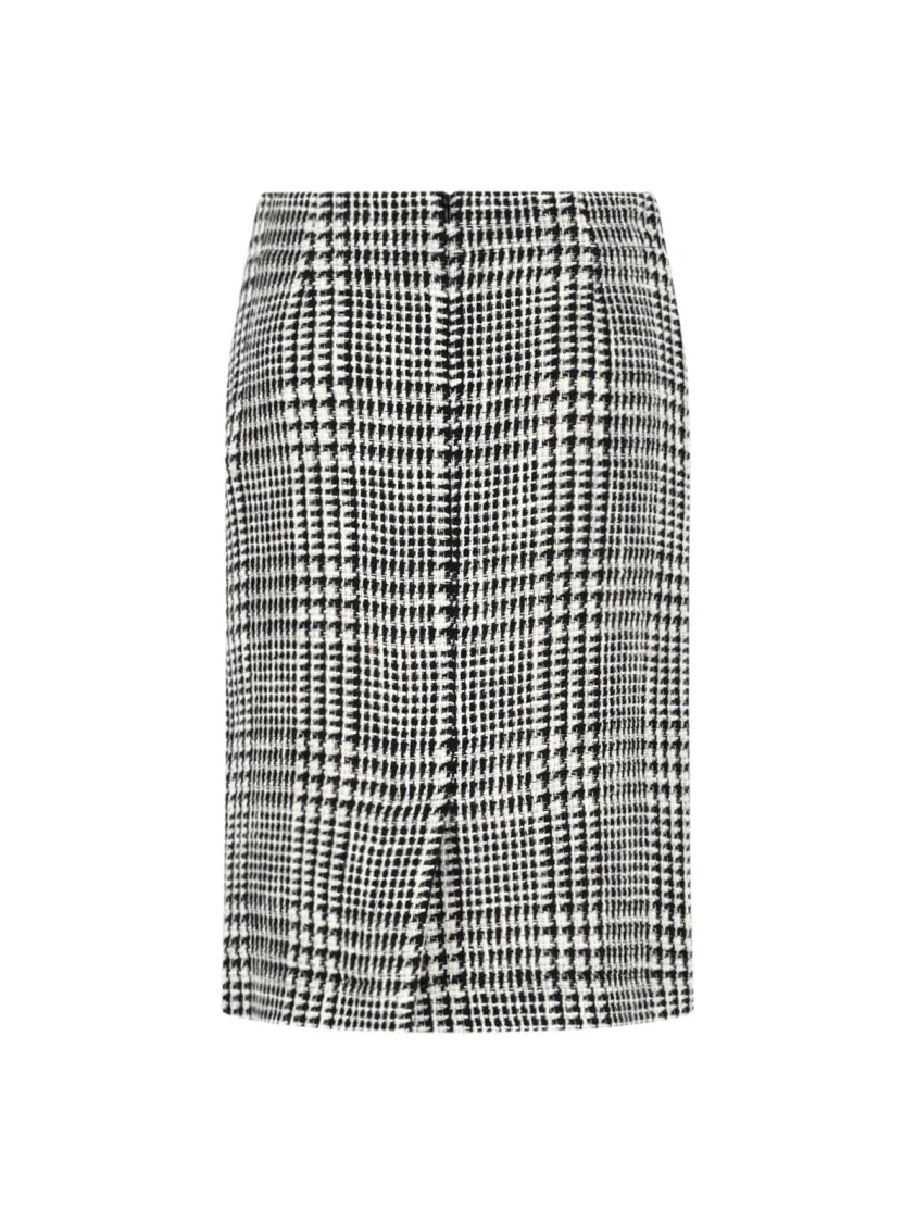 Houndstooth Midi Skirt – White