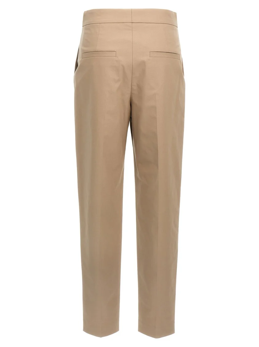 Stretch Cotton Trousers With Monile Detail