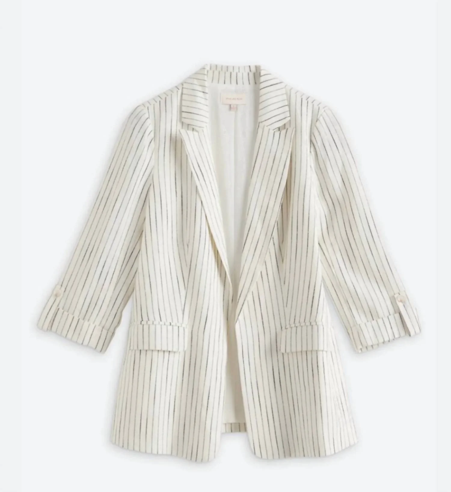 Linen Blend Pinstripe Blazer In Off White