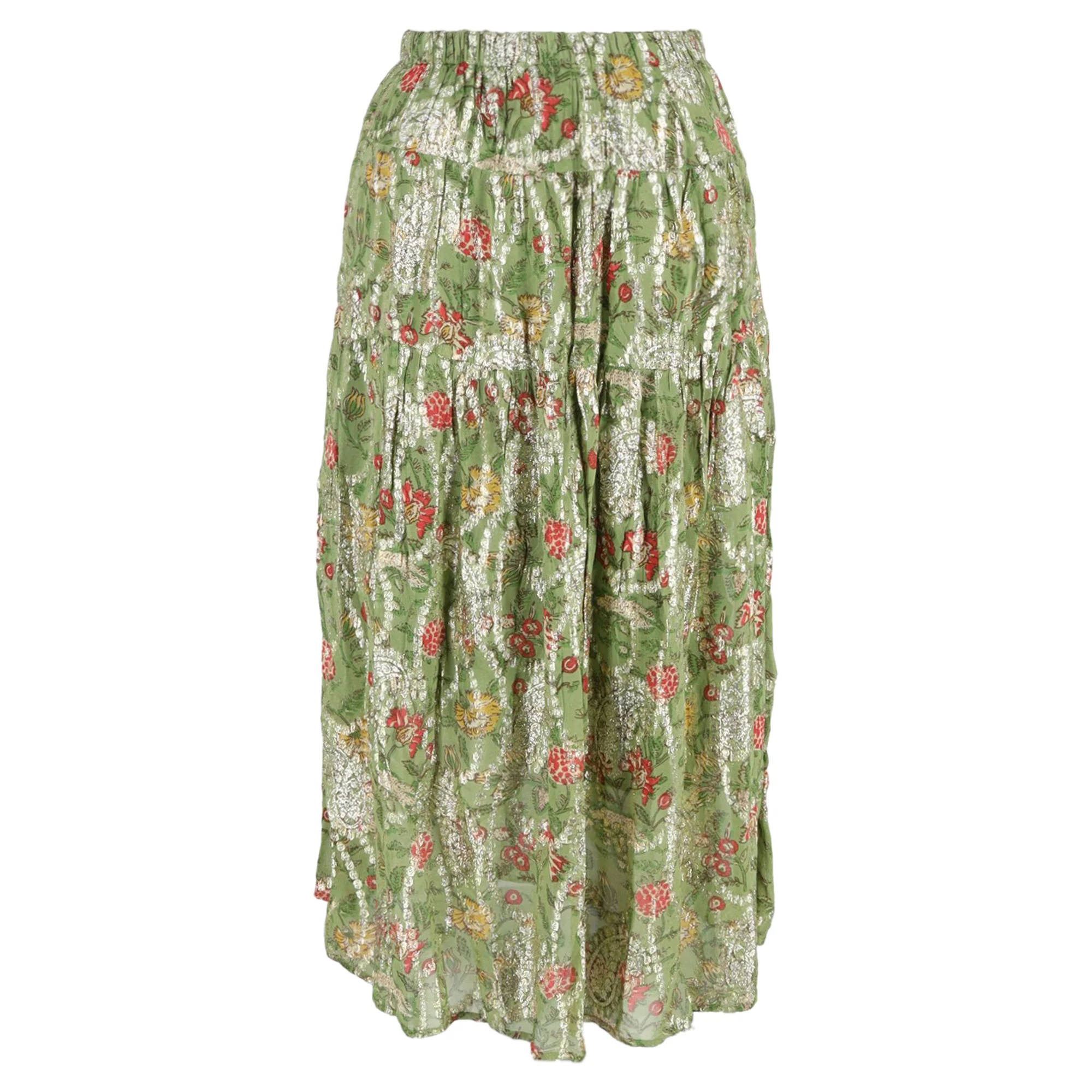 Ba&Sh Raya Floral Printed Midi Skirt in Multicolor Viscose