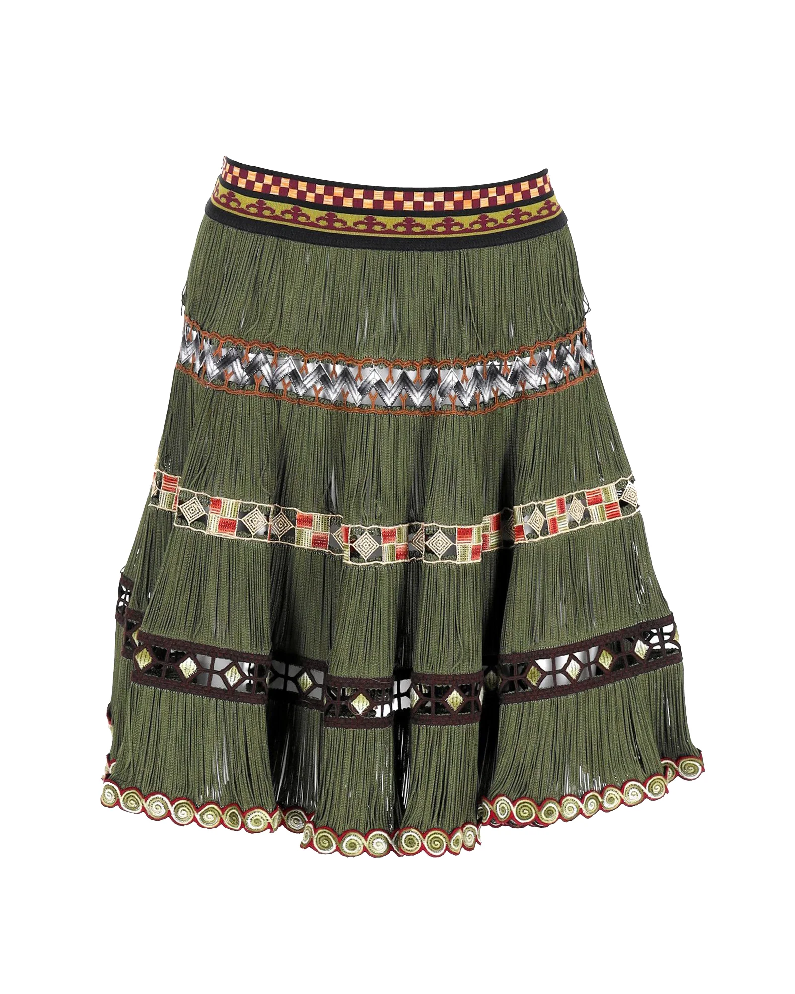 Jean Paul Gaultier Midi Skirt in Green Acrylic