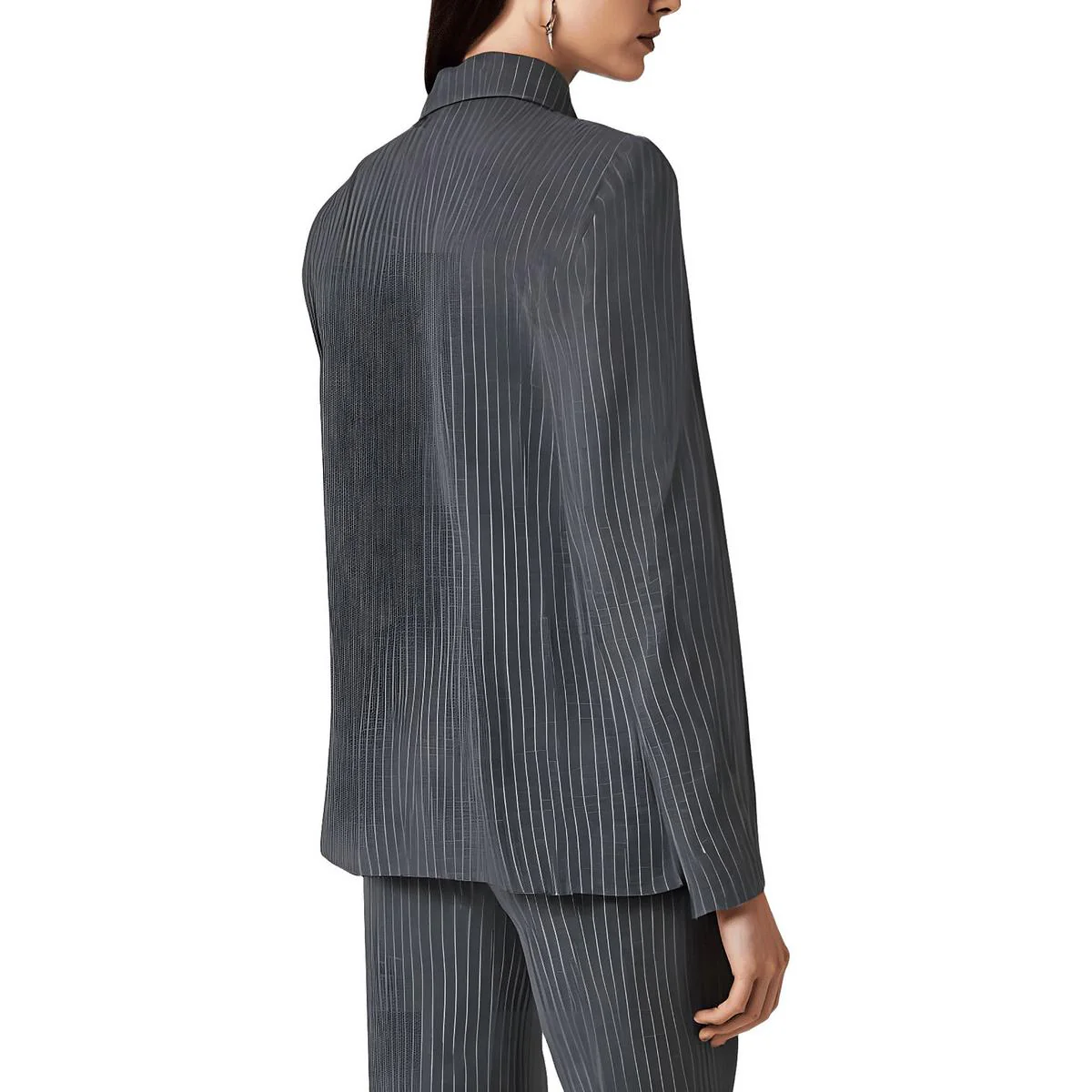 Petites Womens Pinstripe Rayon Blazer