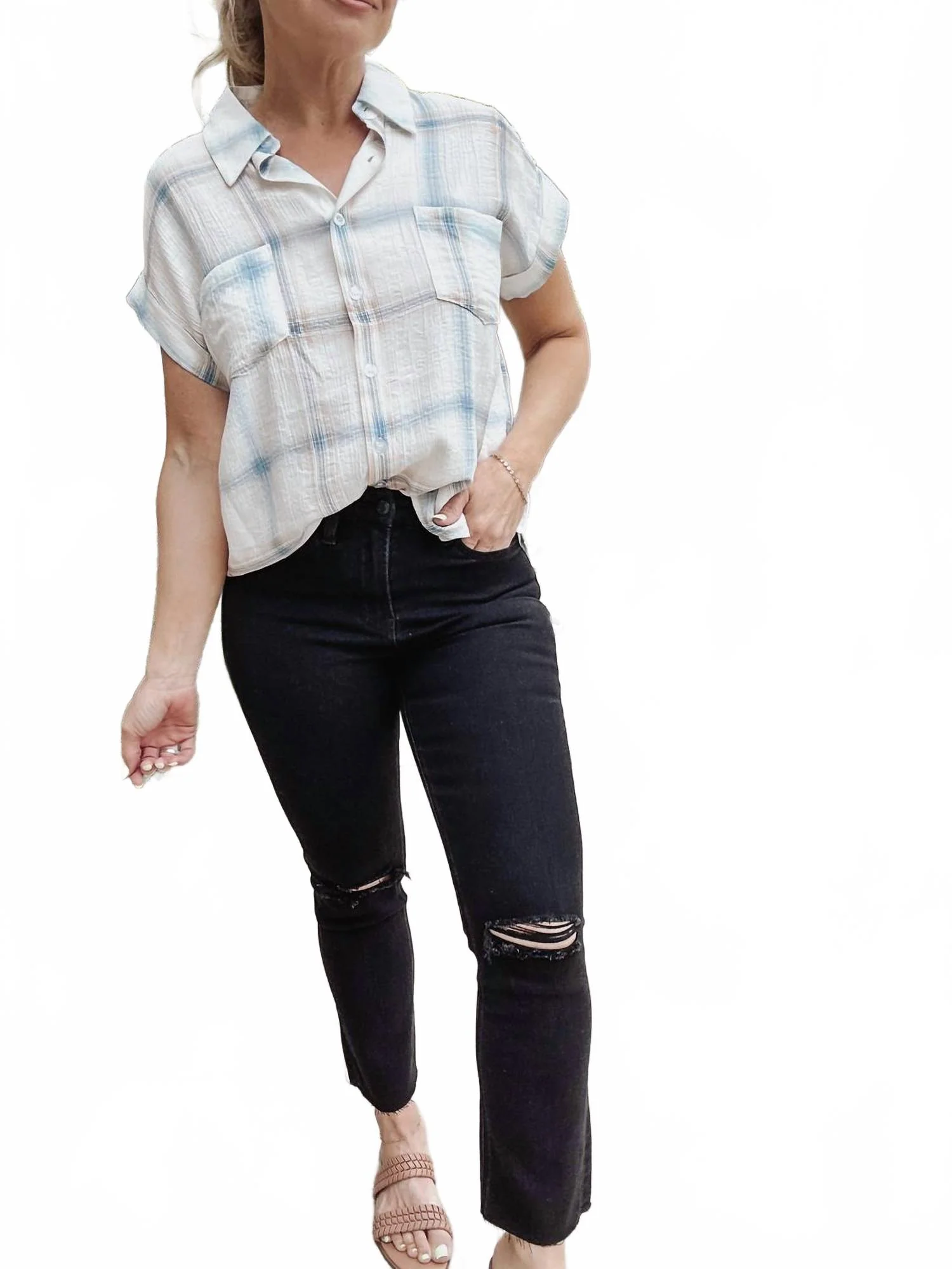 Heidi High Rise Straight Leg With Raw Hem In Black