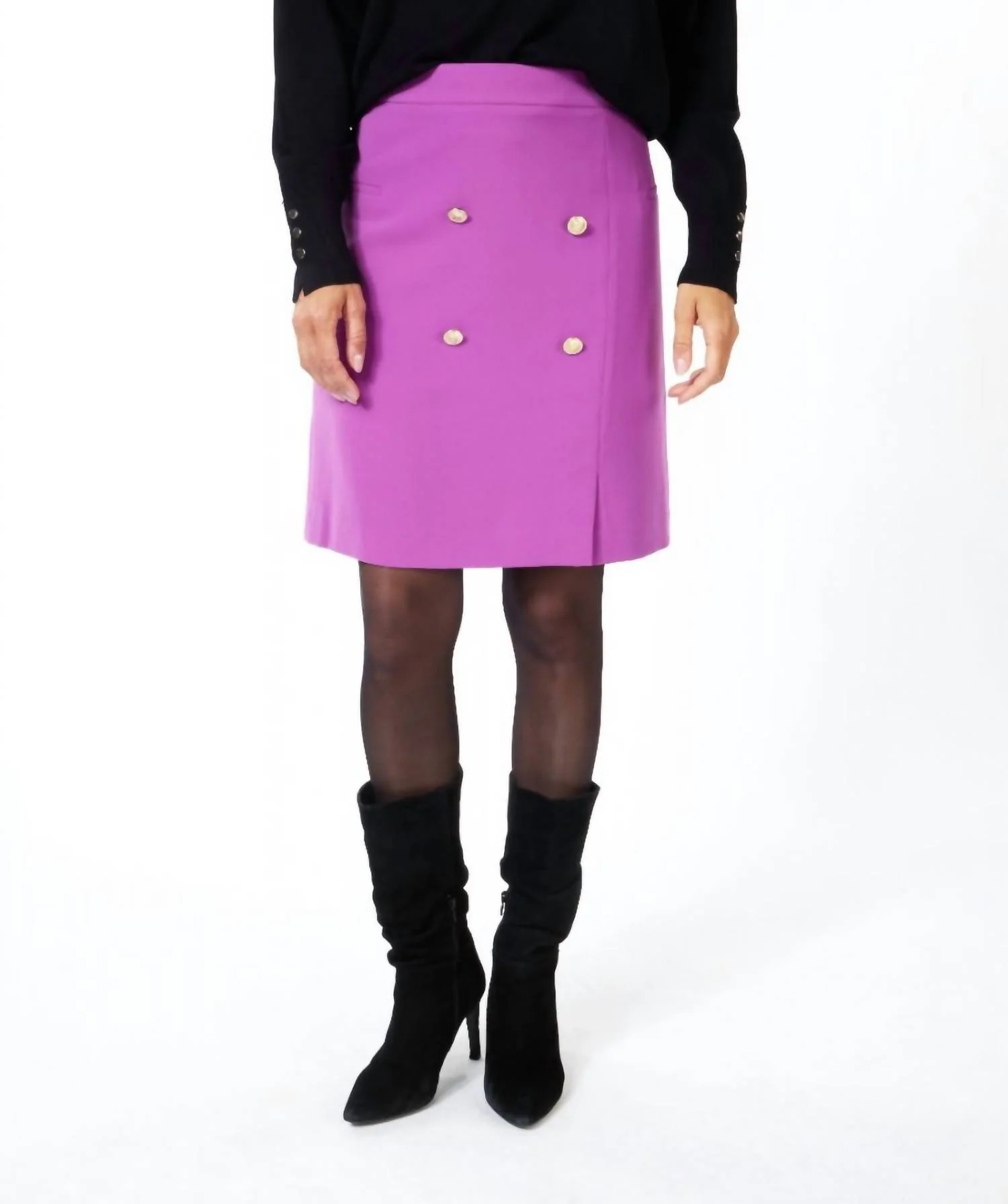 Button Detail Mini Skirt In Violet